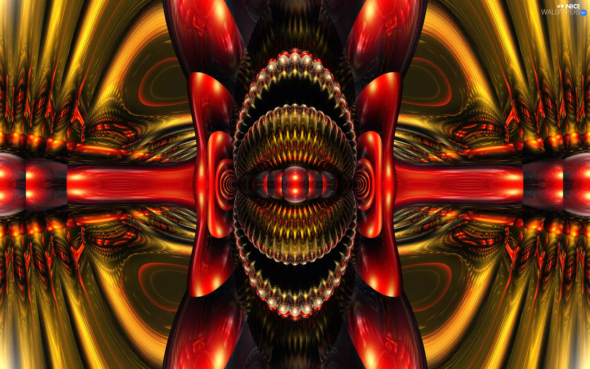 abstraction, 3D Graphics, Gold-red