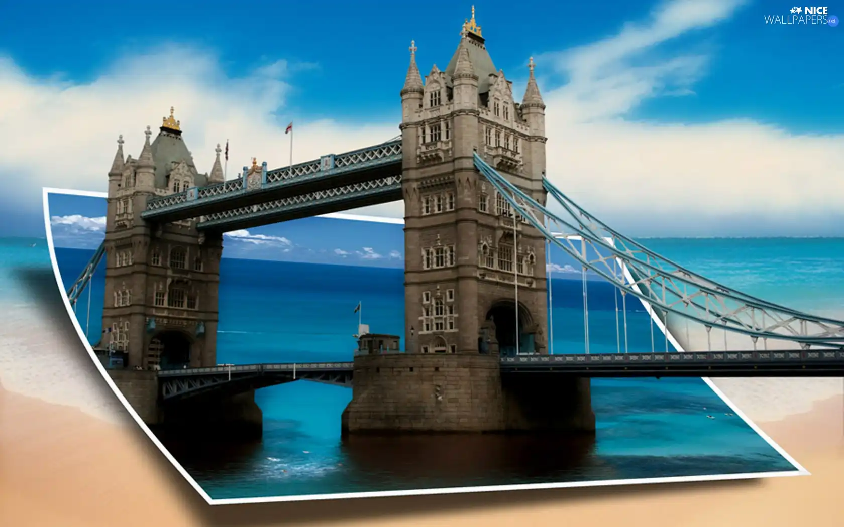 bridge, water, 4d, Sand