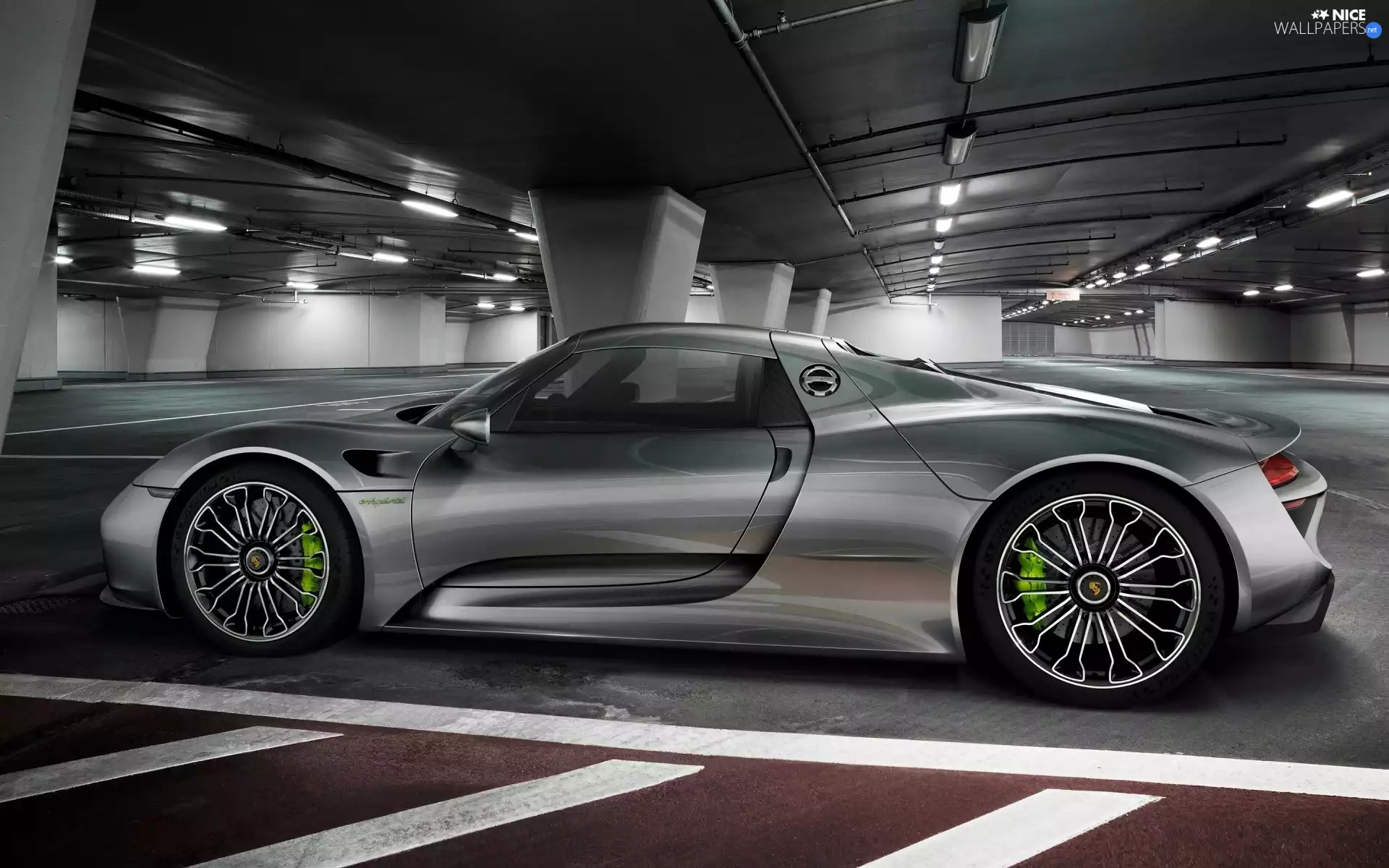 Porsche, Spyder, parking, 918