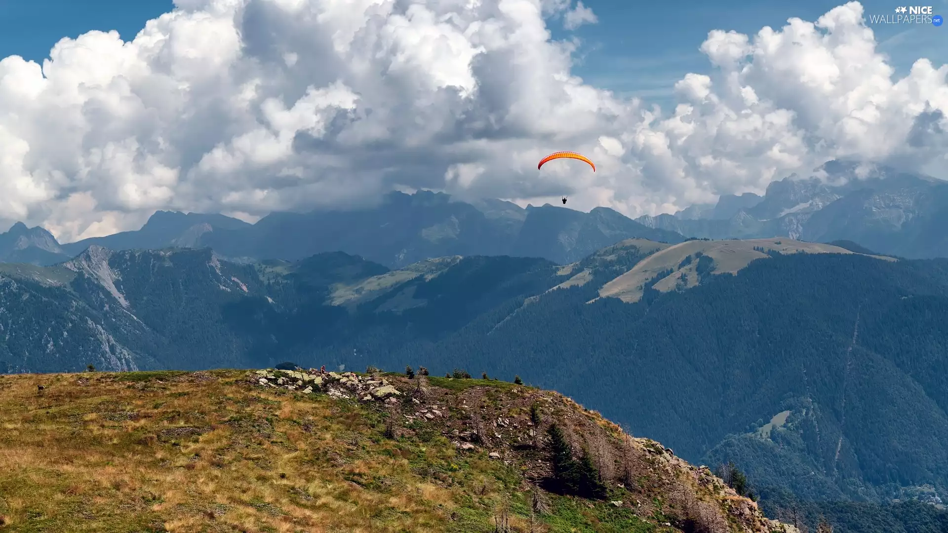 On a Desert, Mountains, clouds