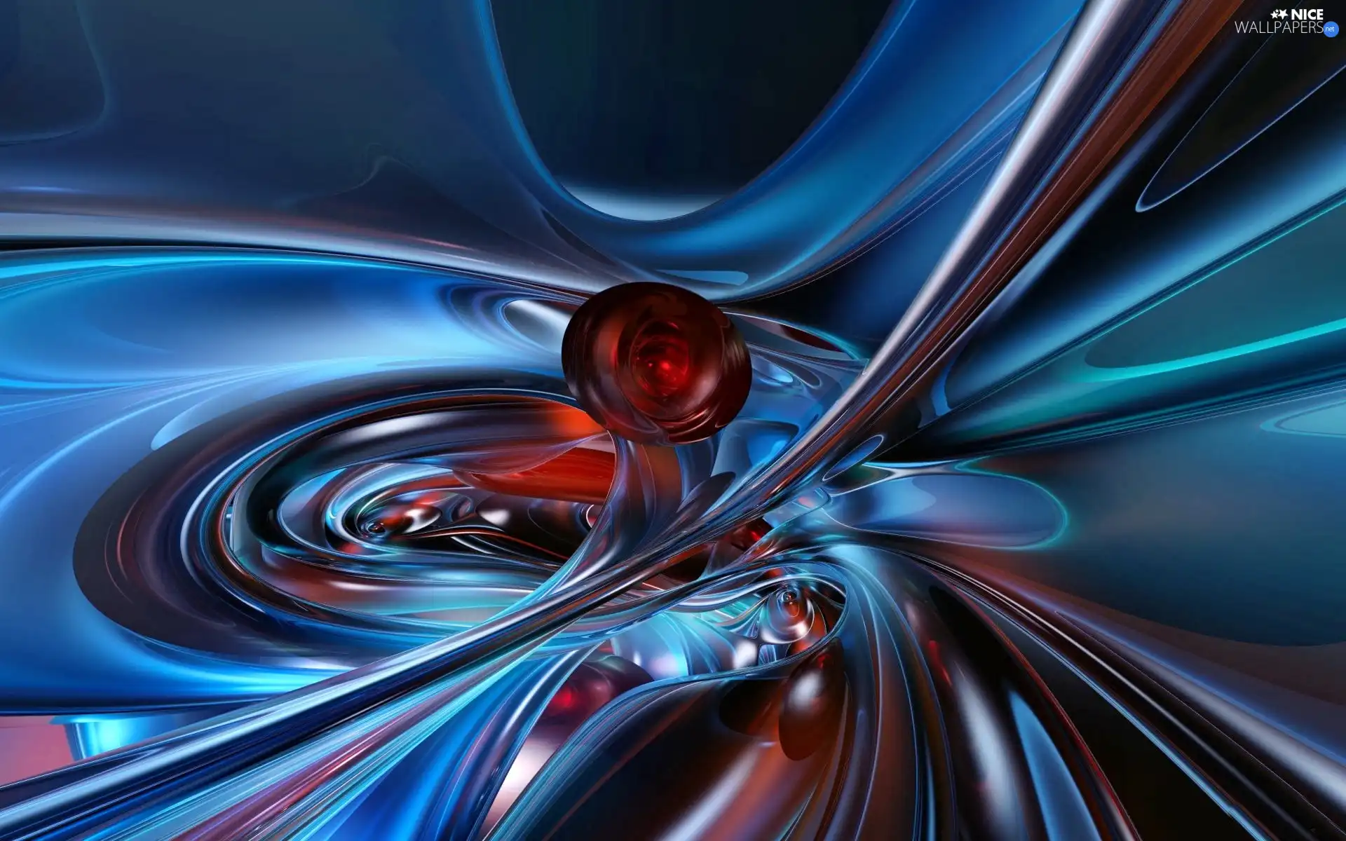 red hot, Blue, abstraction, ball