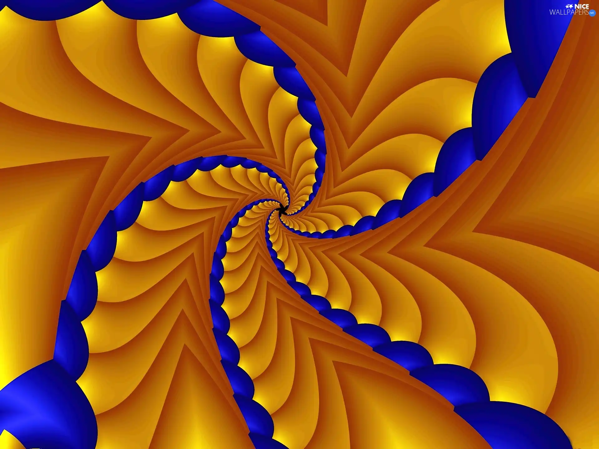 yellow, spiral, abstraction, Blue