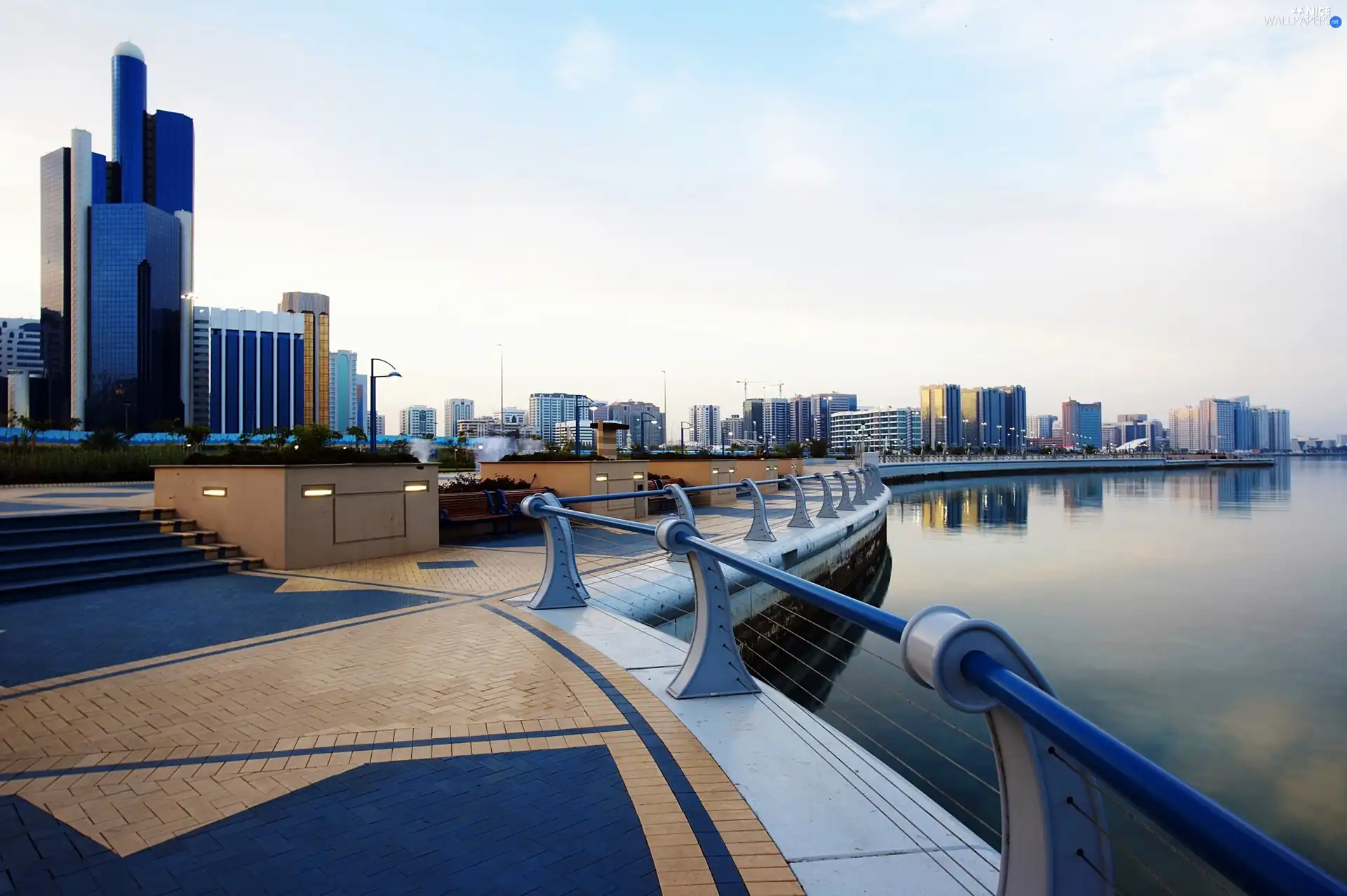 Abu, Dhabi, wharf, panorama, sea