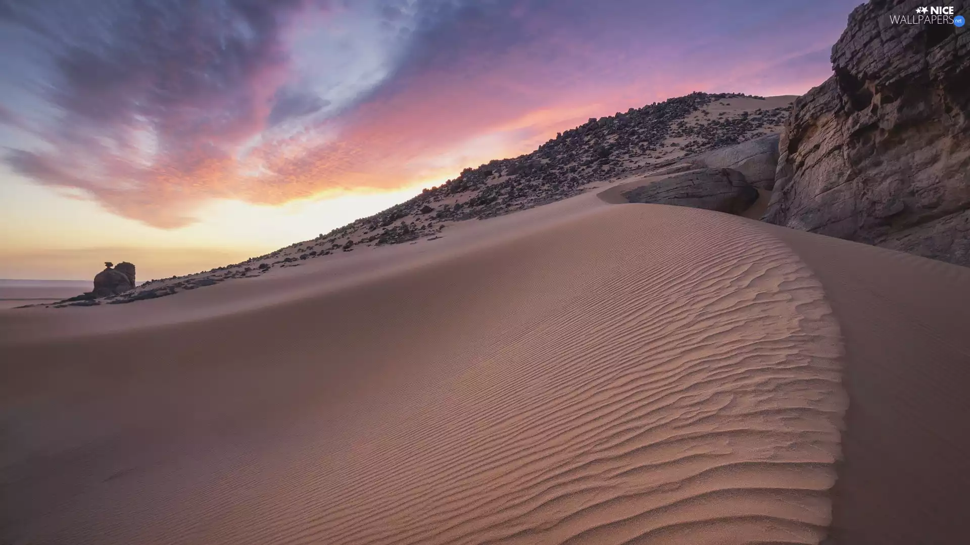 rocks, Sahara, Algeria, down, Desert, Great Sunsets, Africa