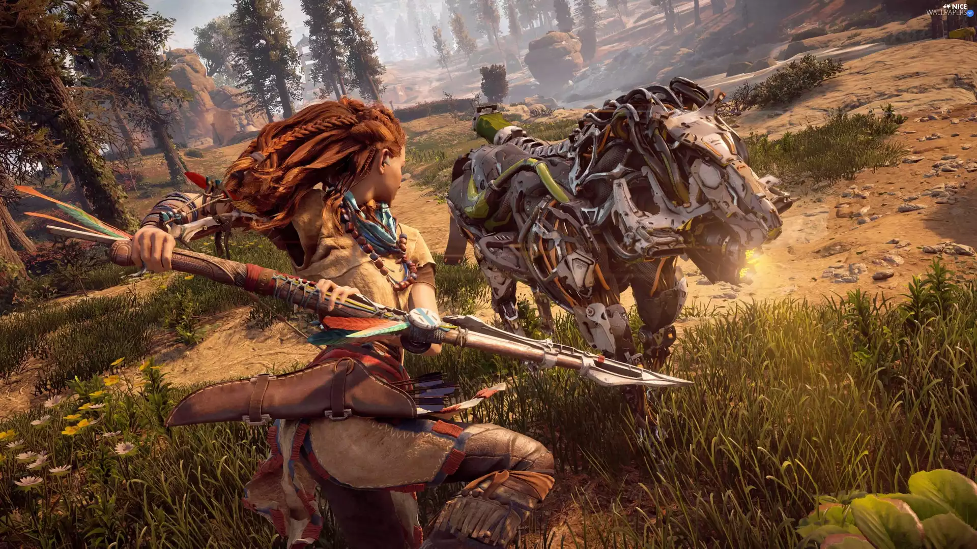 Computer game, form, Aloy, Horizon Zero Dawn