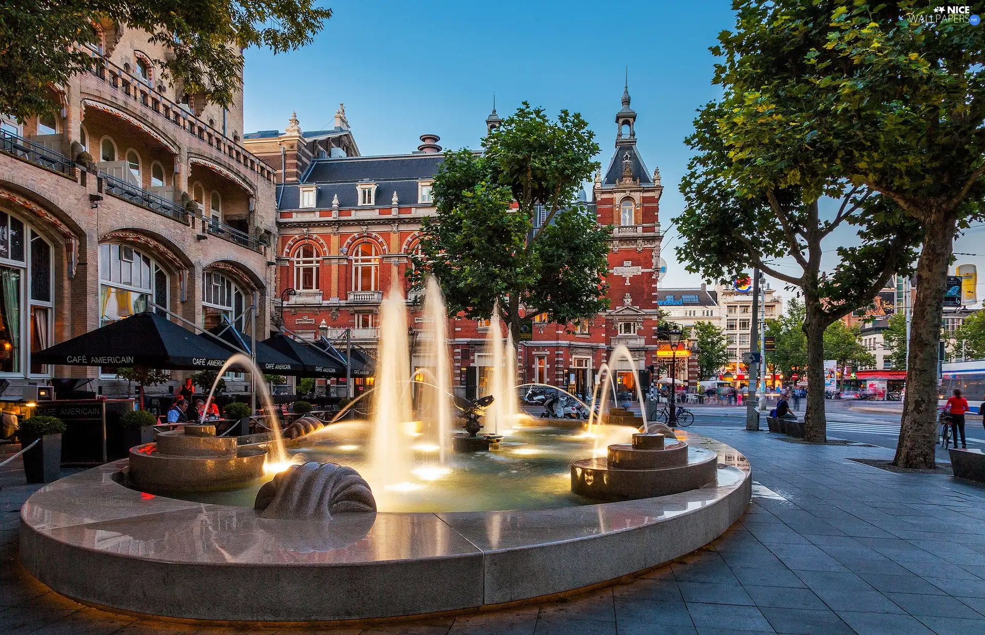 Amsterdam, Netherlands, buildings, Town, fountain