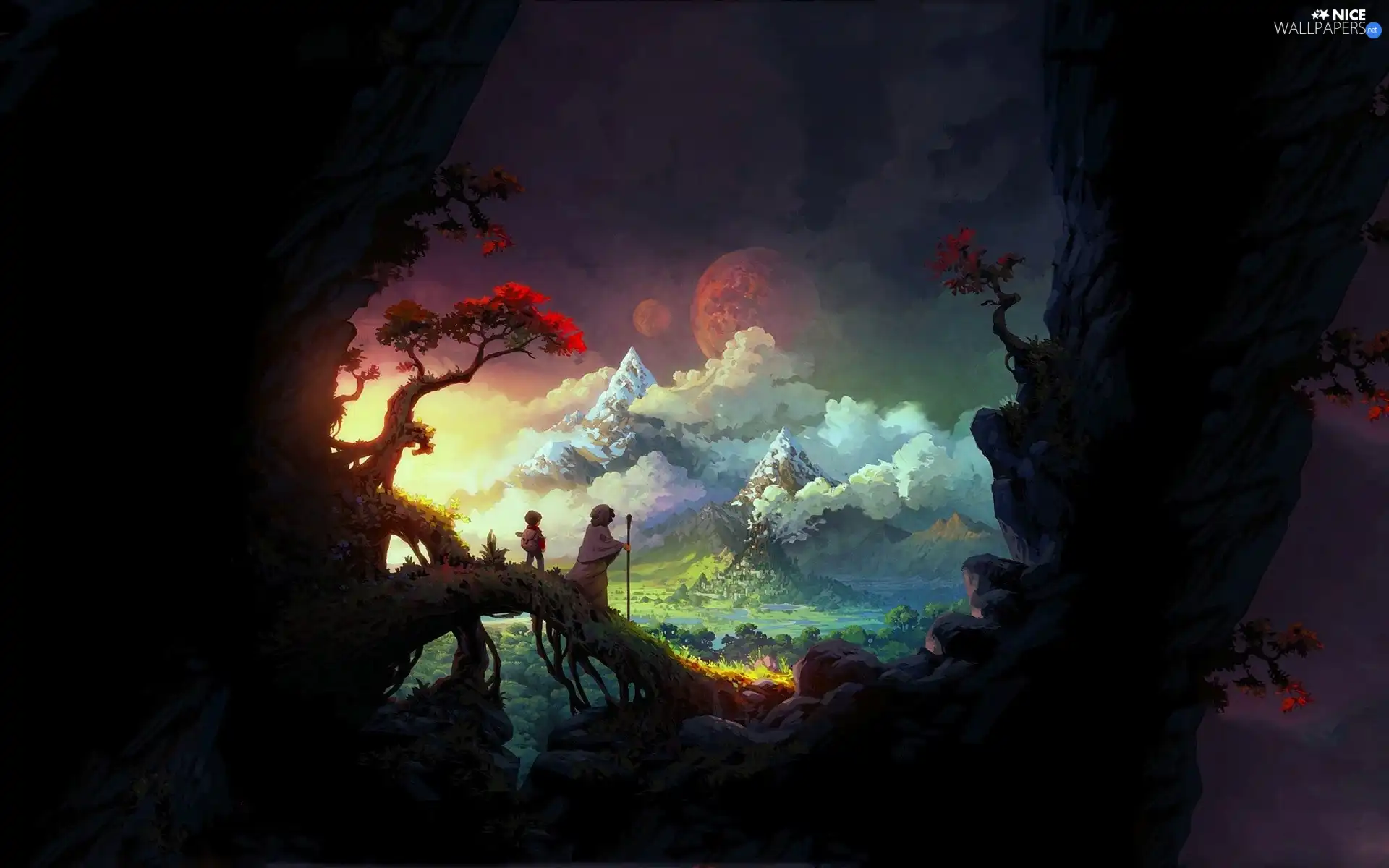 wanderer, rocks, boy, Planets, Mountains, and, picture