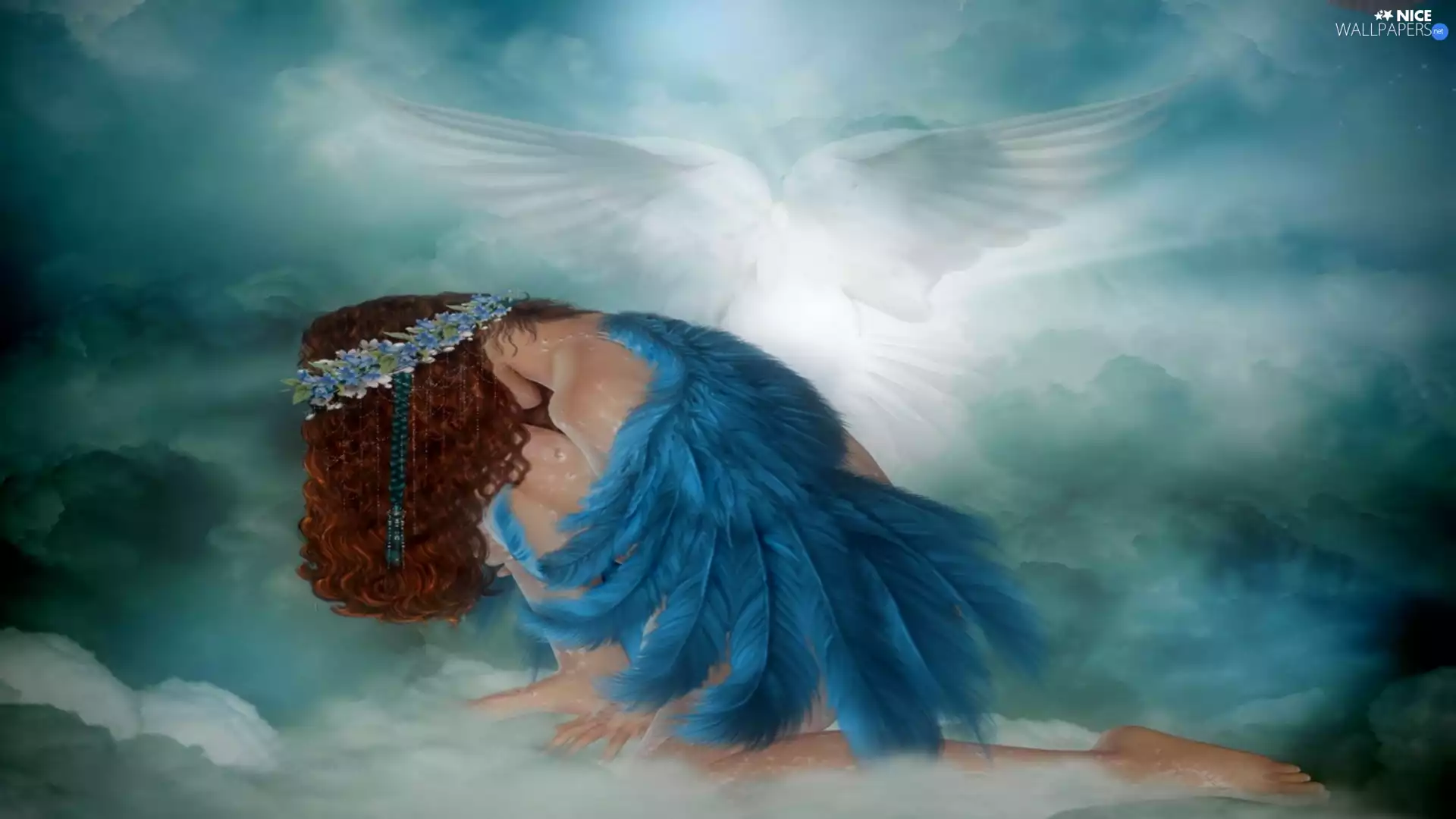 angel, Women, blue