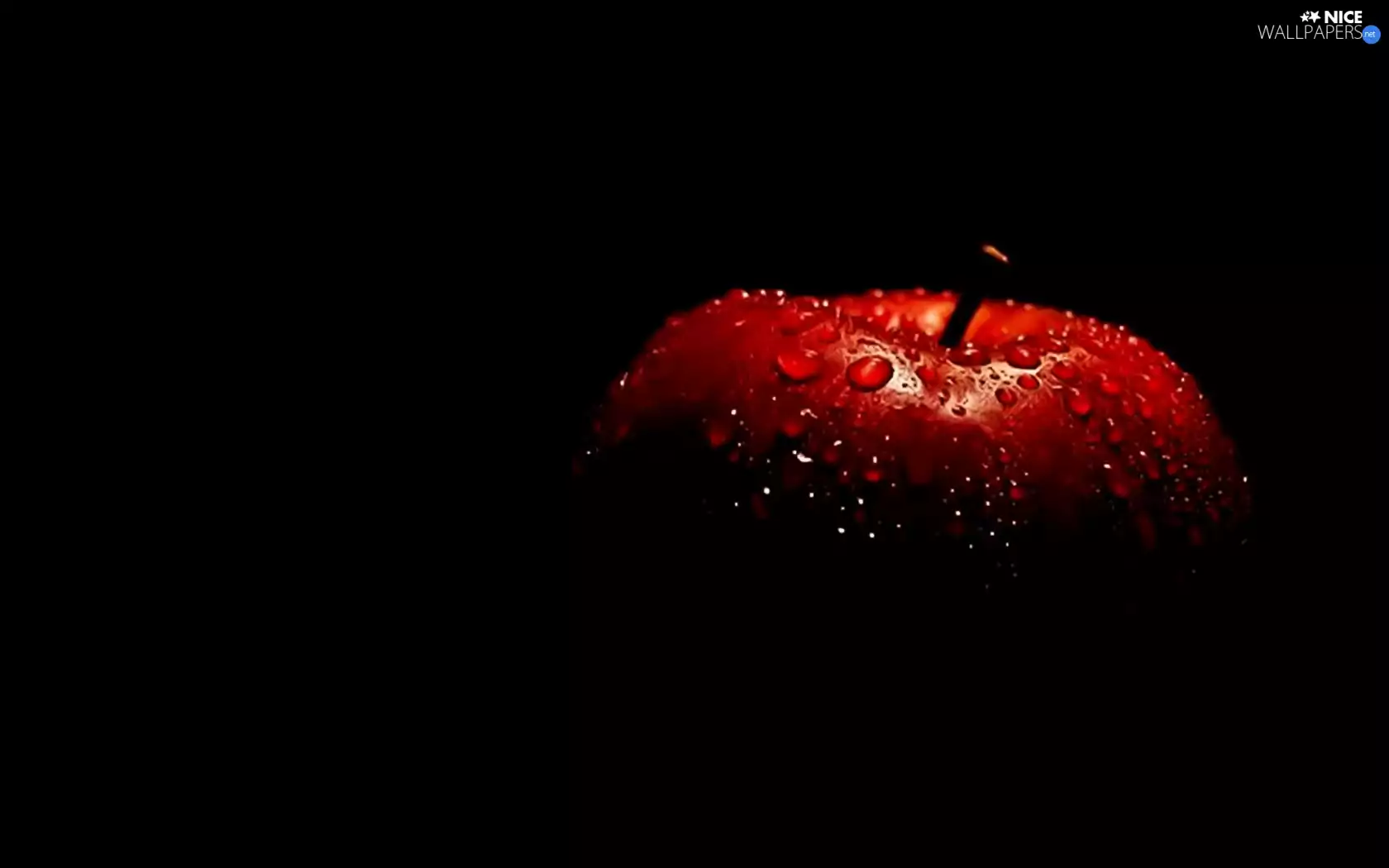 Red, drops, water, Apple