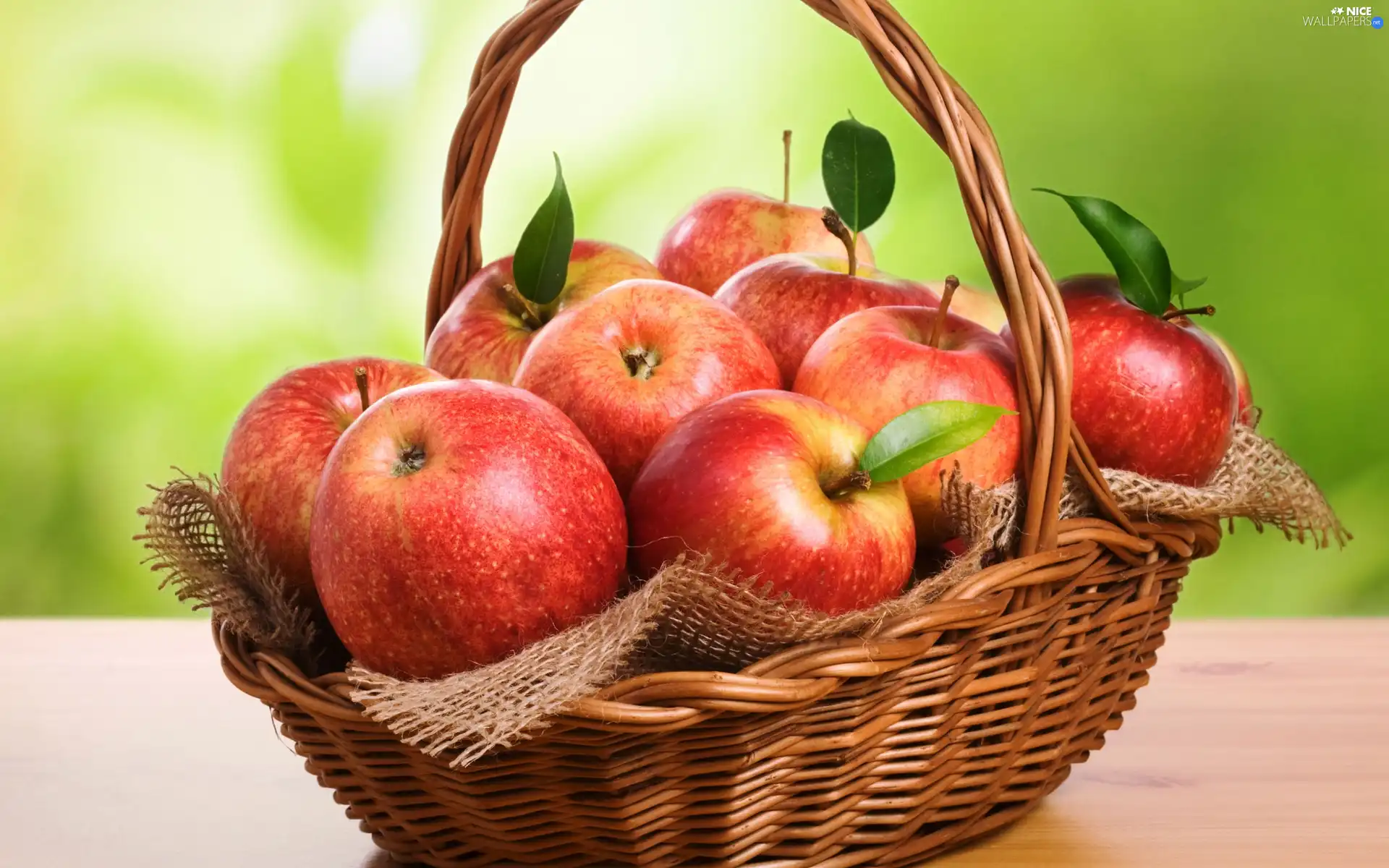 apples, basket, red