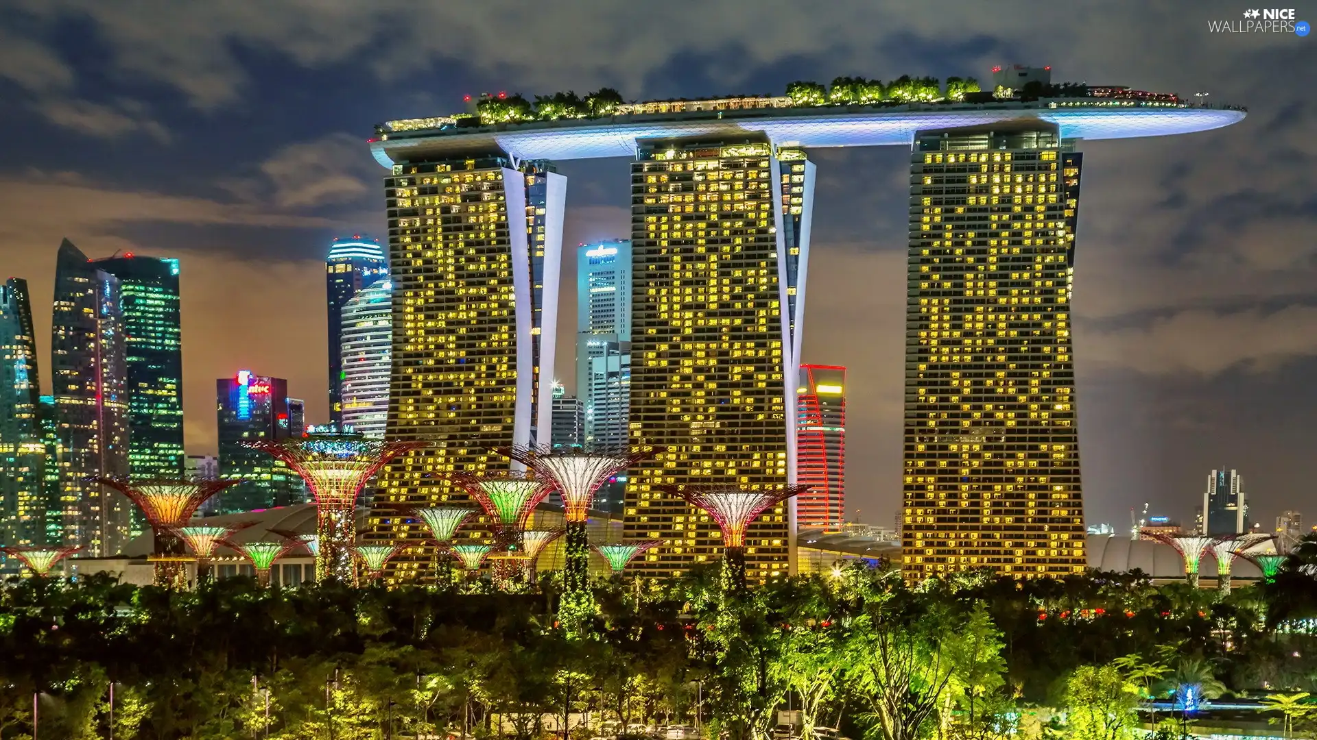 architecture, Marina Bay Sands, skyscrapers, Town, Singapur