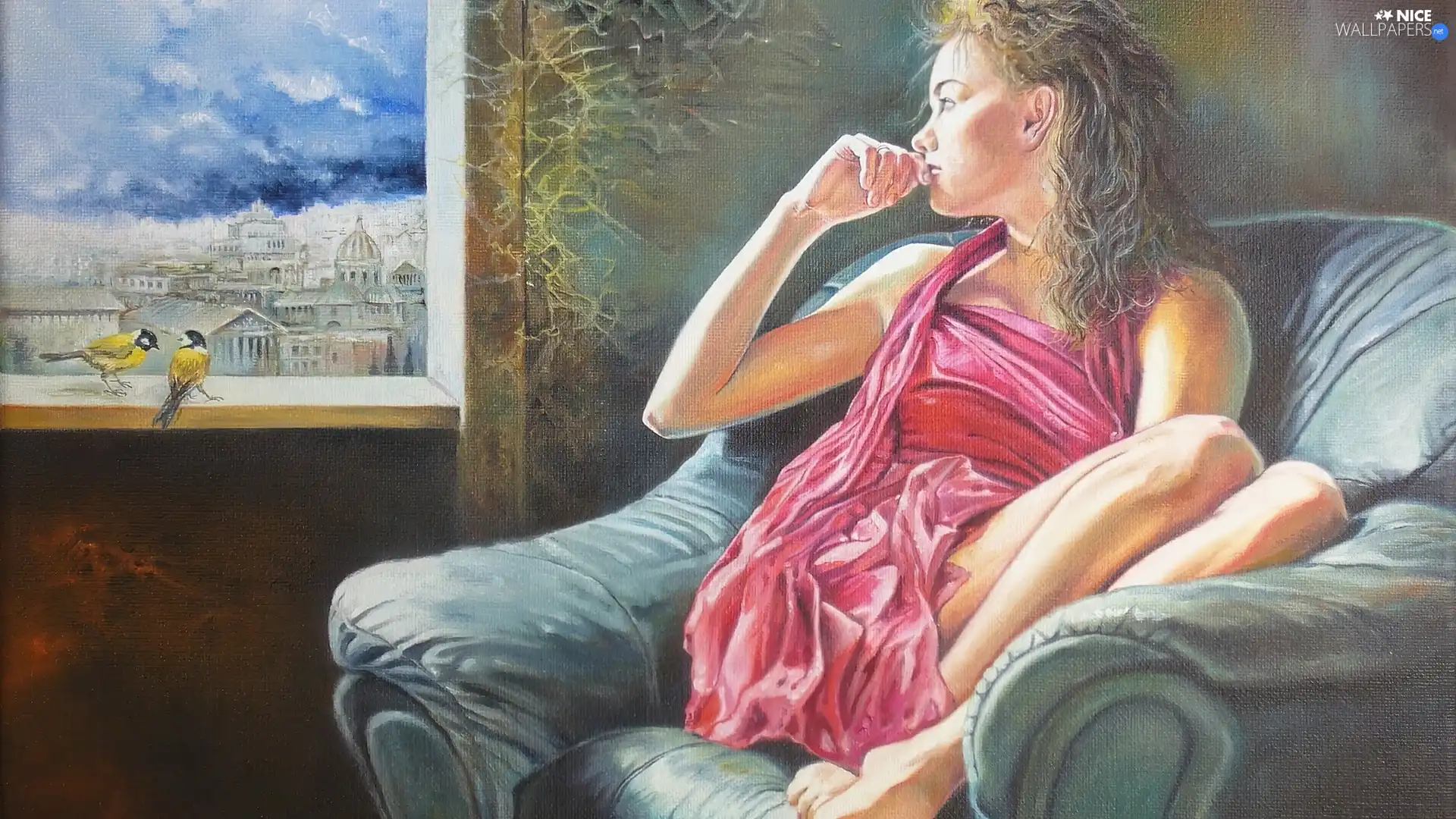 picture, Women, Armchair, Wlodzimierz Kuklinski