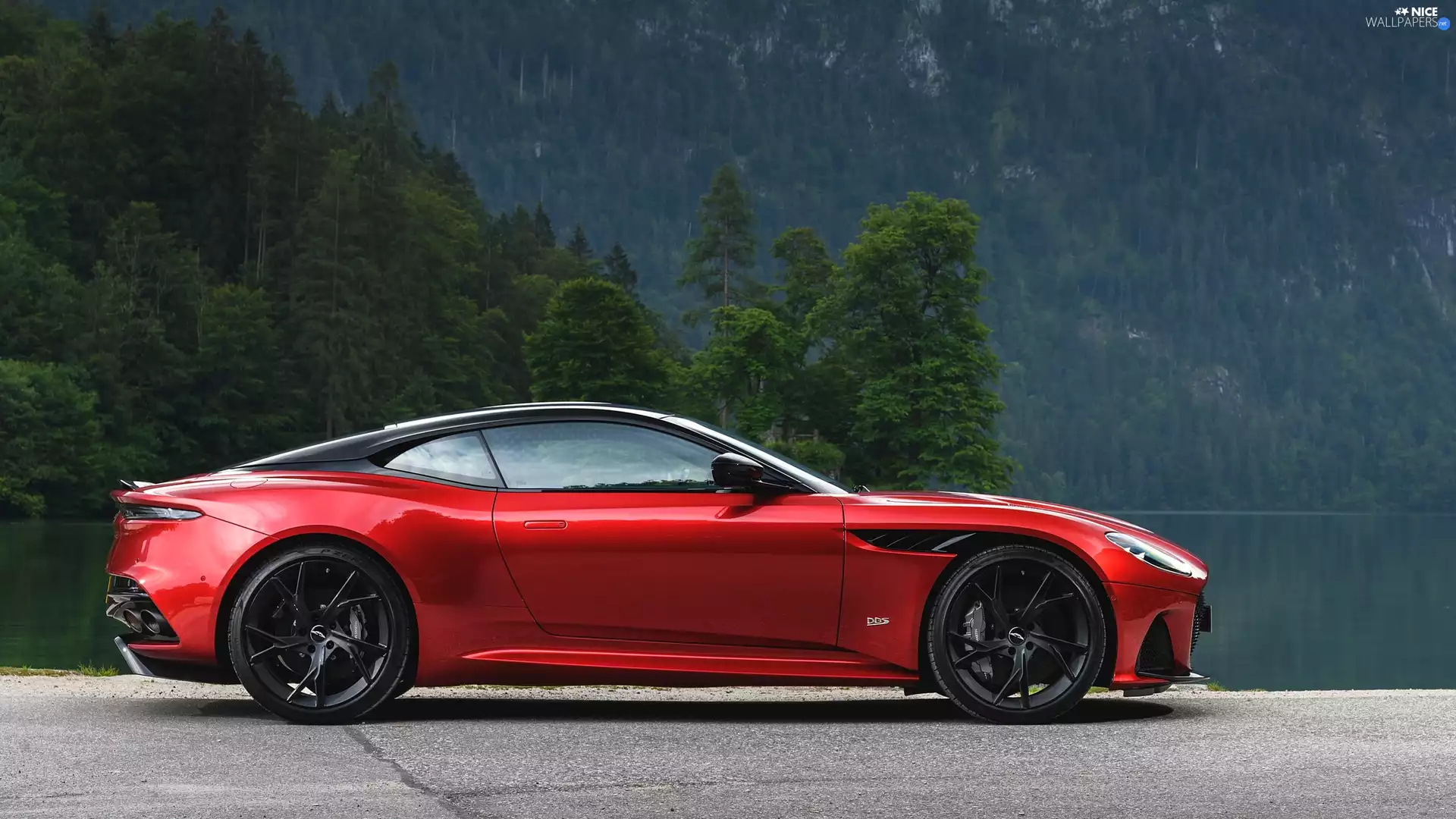 Red, Superleggera, side, Aston Martin DBS