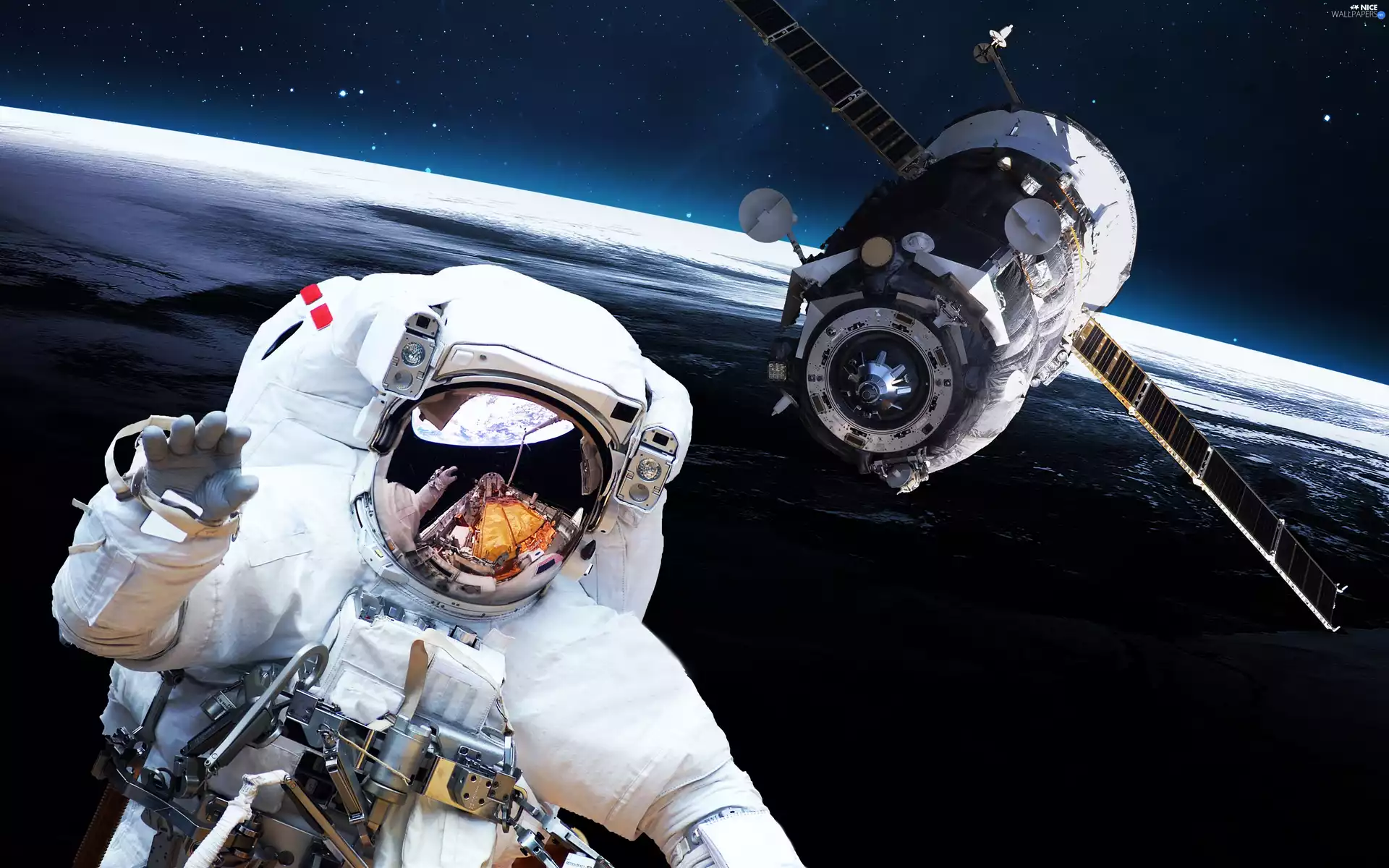 astronaut, satellite