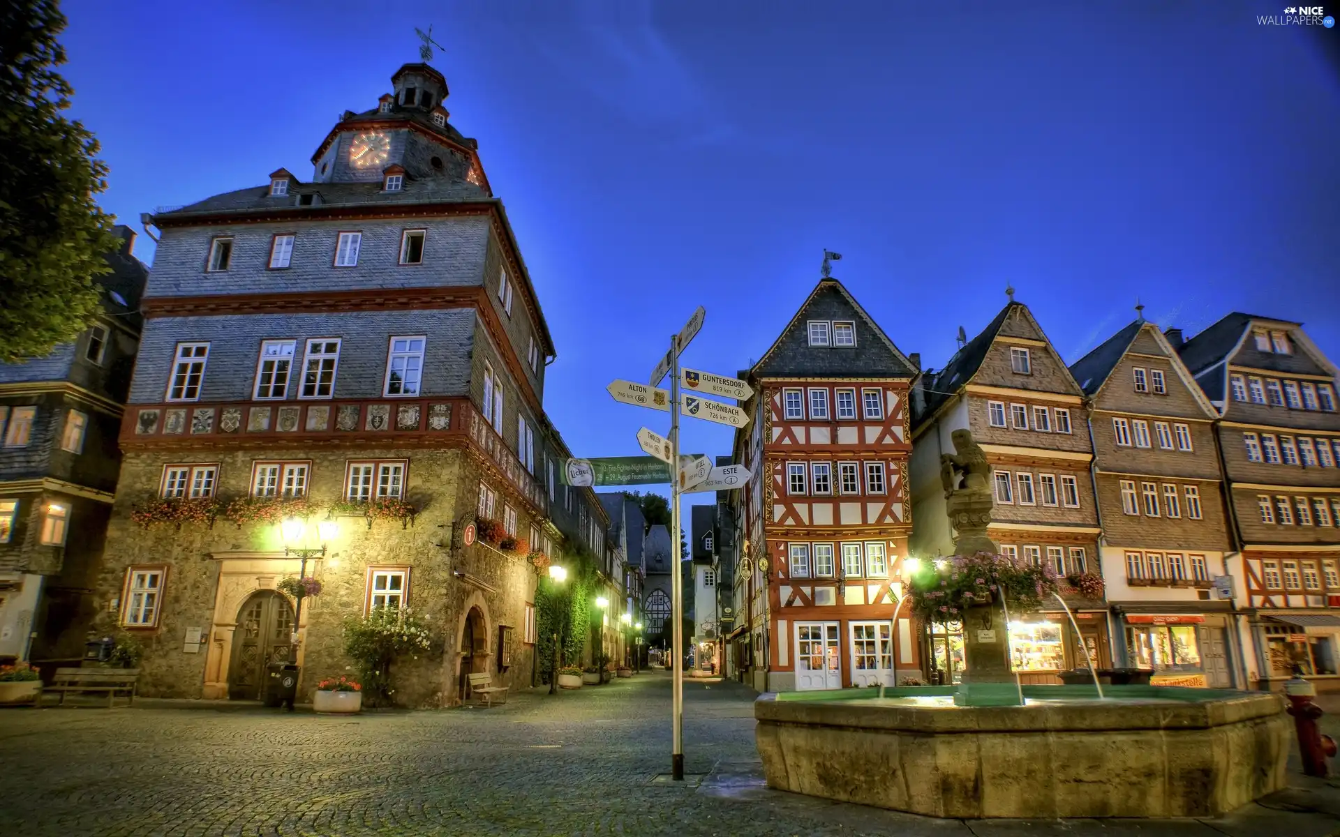 Houses, sign-post, Austria, Street