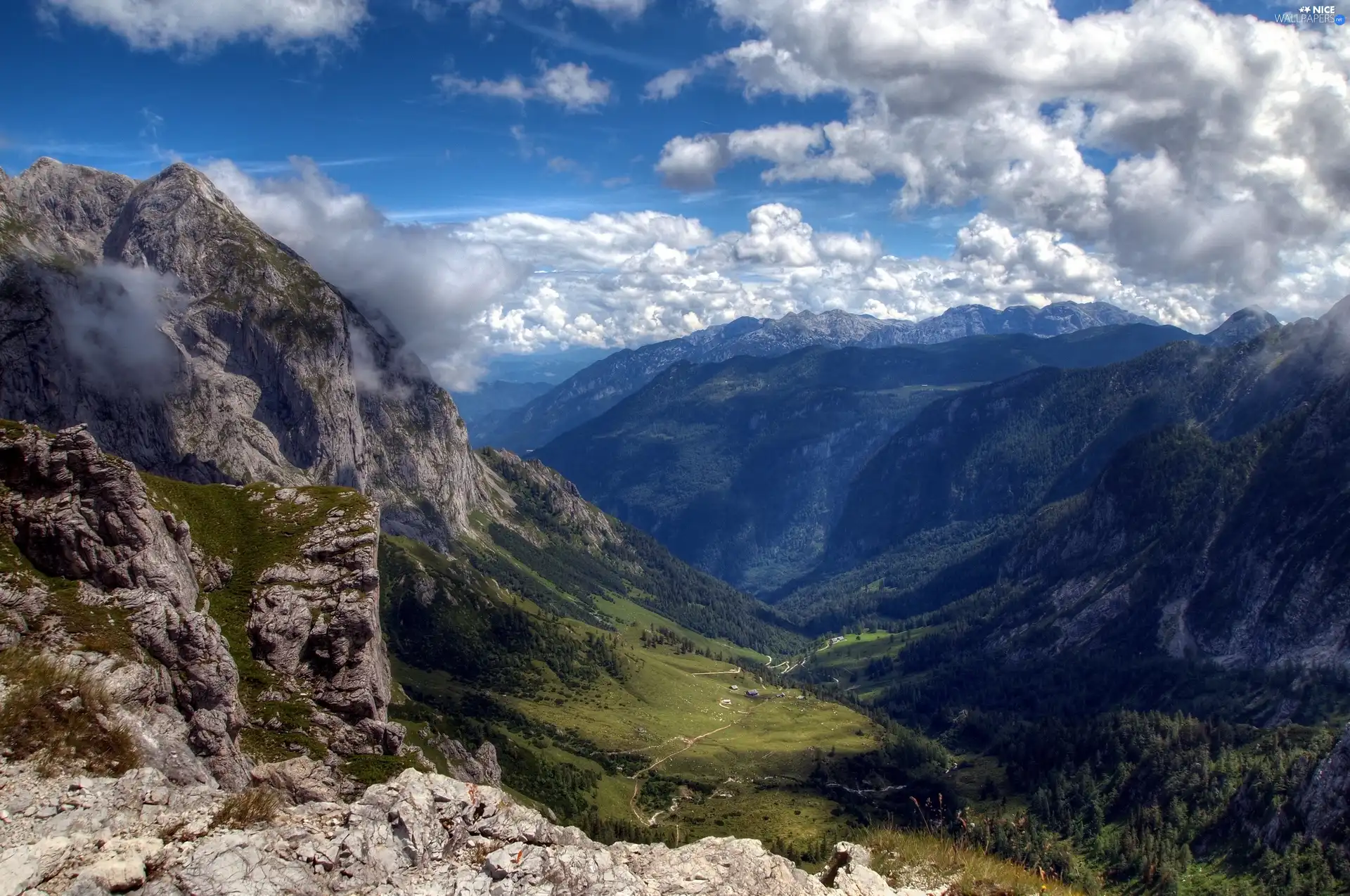 woods, beatyfull, Austria, Salzburg, clouds, Mountains