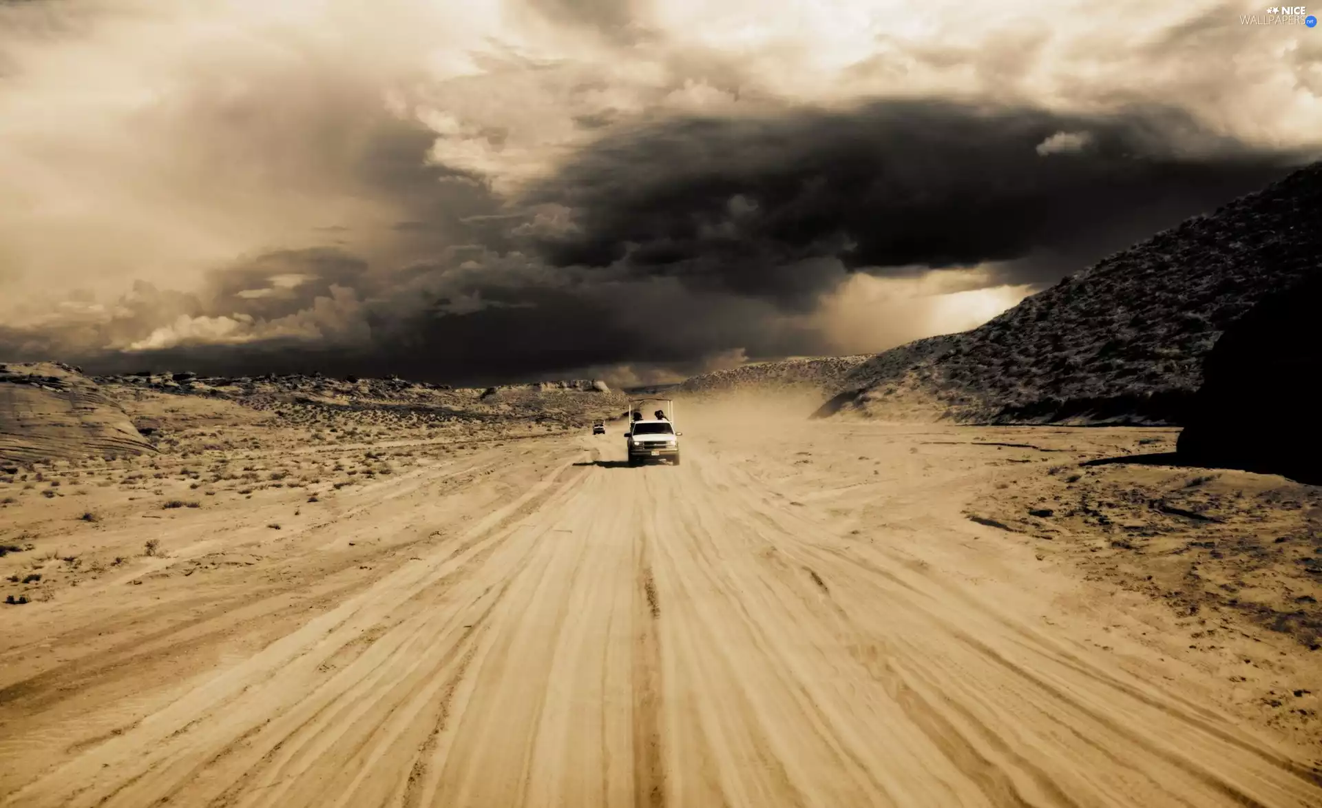 Desert, Desert, Storm, Automobile