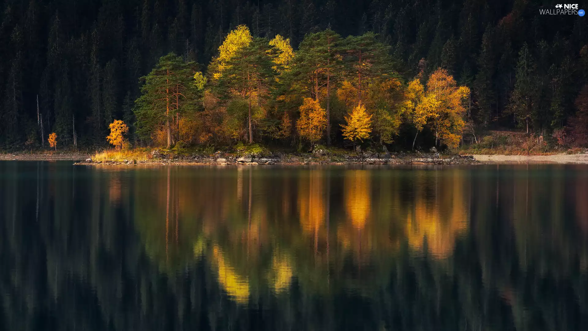 viewes, Autumn, lake, autumn, reflection, trees