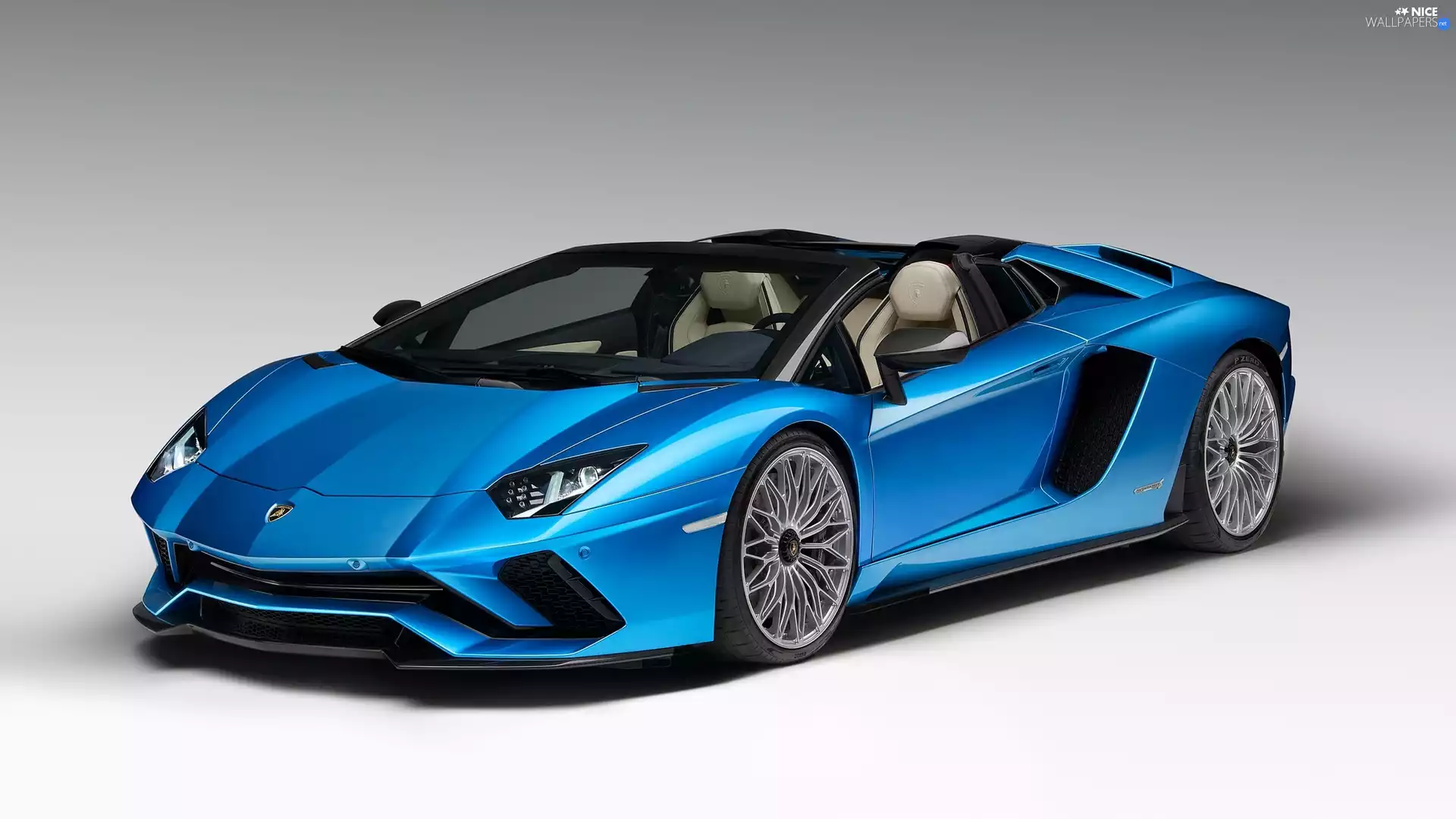 2018, Blue, Lamborghini Aventador S Roadster