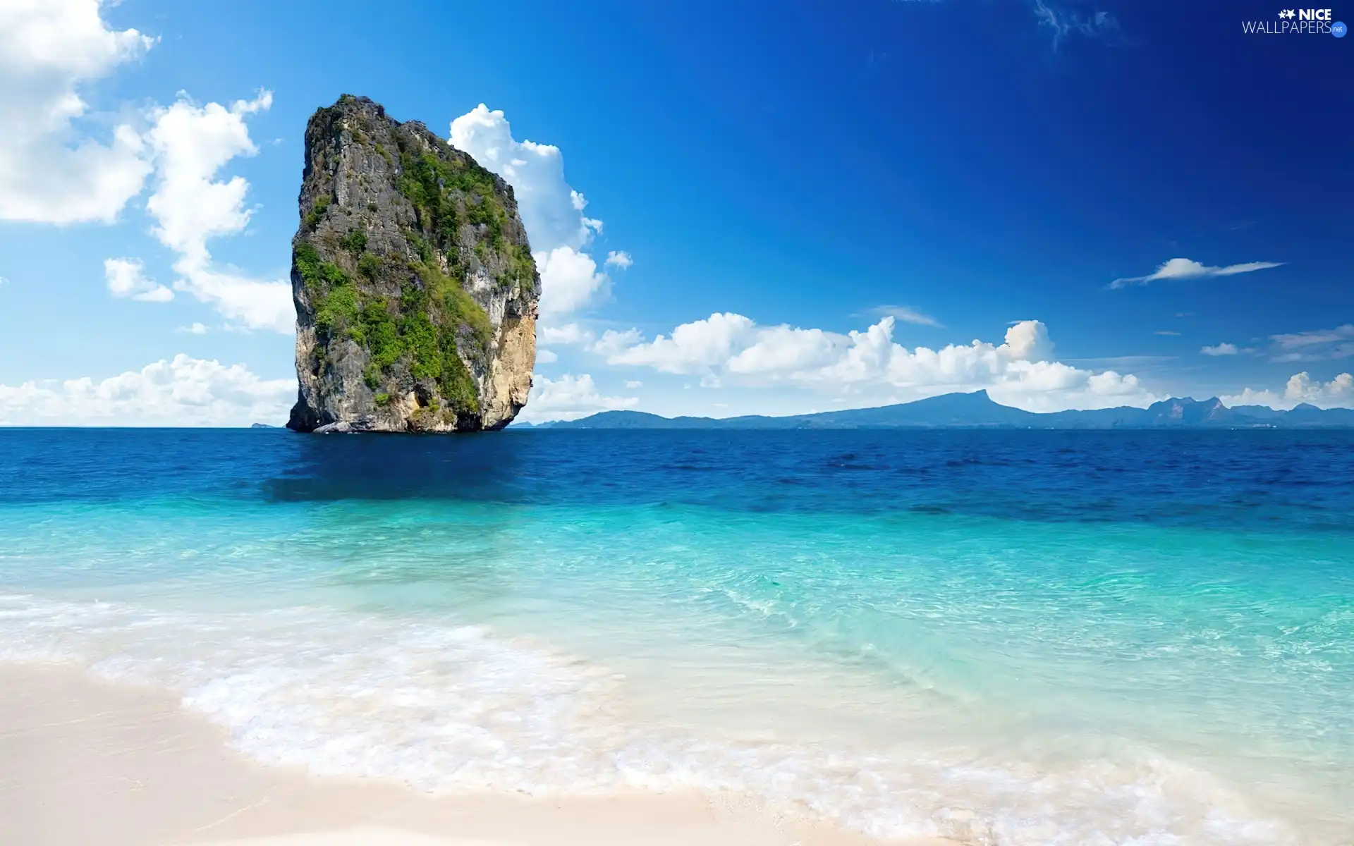 azure, sea, Rocks