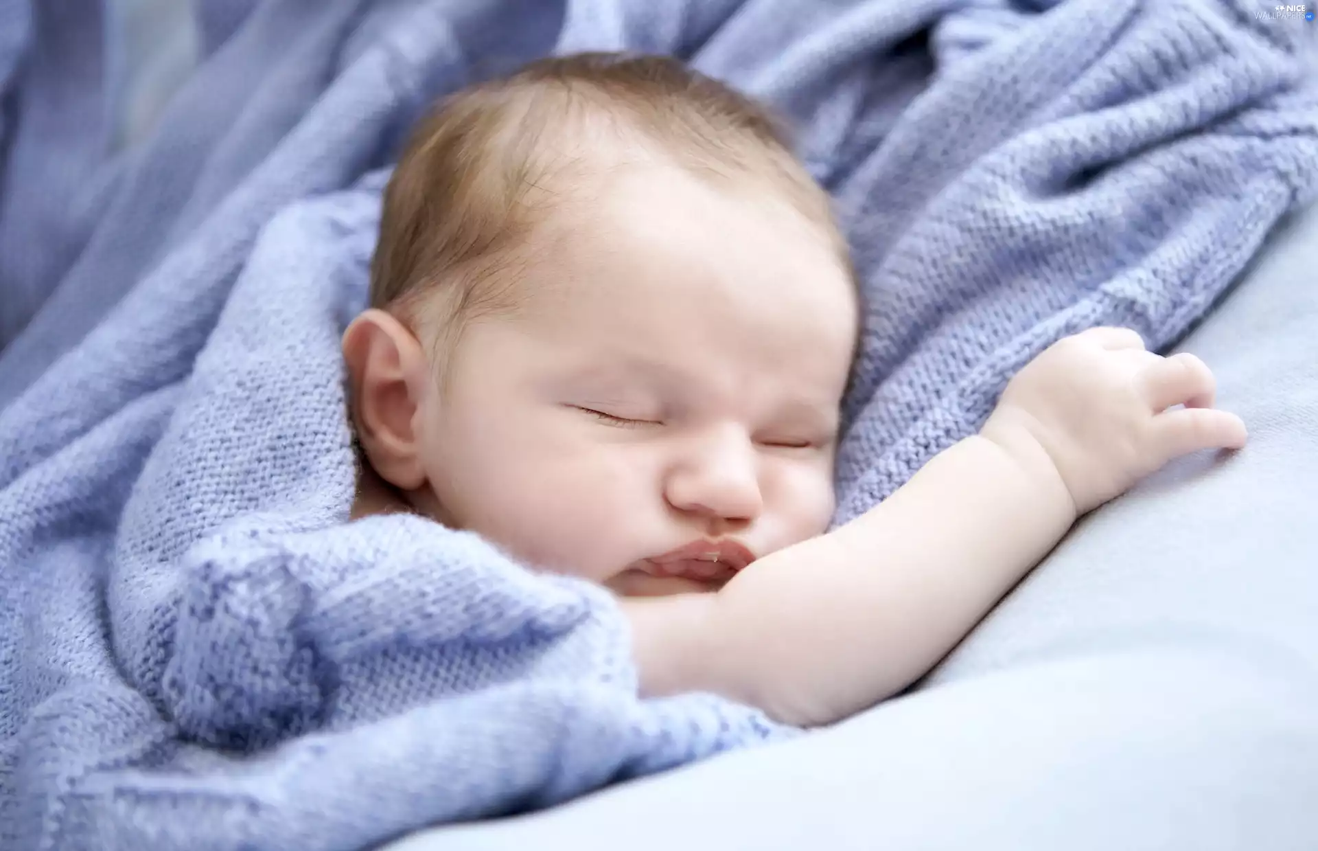 Sleeping, blue, Blanket, babe