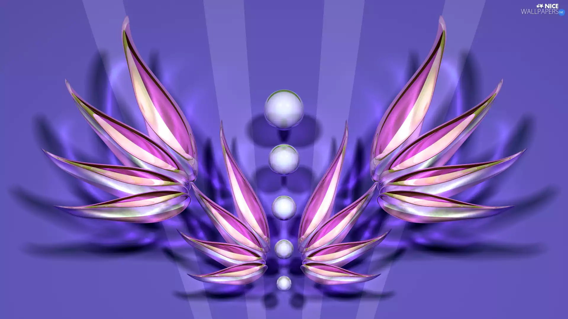 purple background, 3D Graphics, leaves