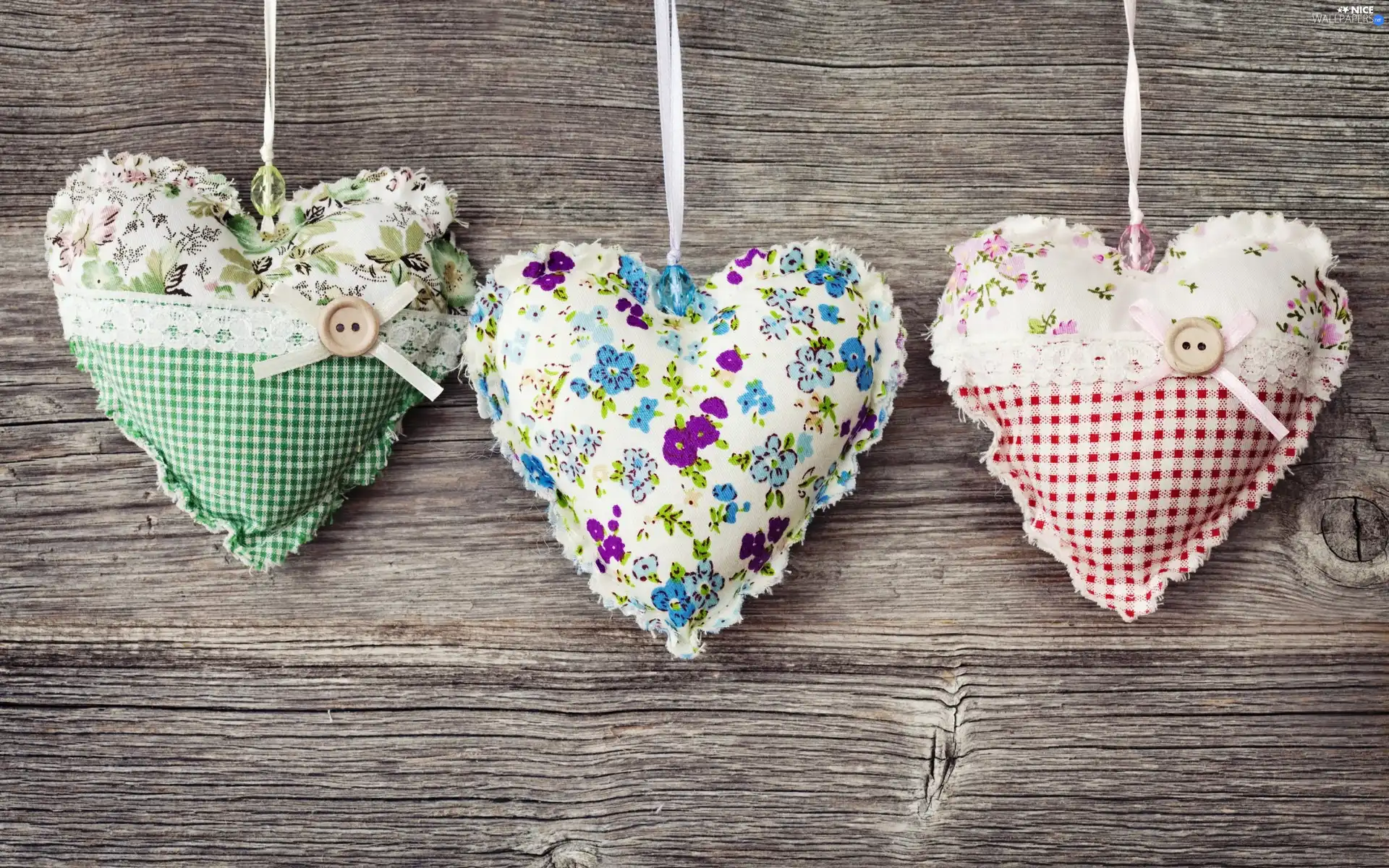 fabric, wood, background, hearts