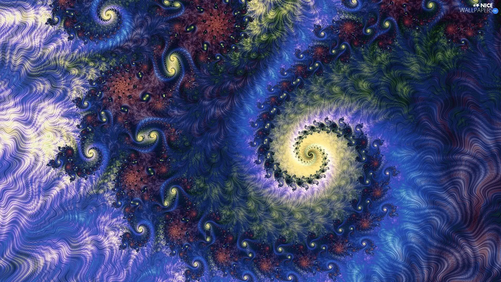 Blue, background, Fraktal, graphics, spiral