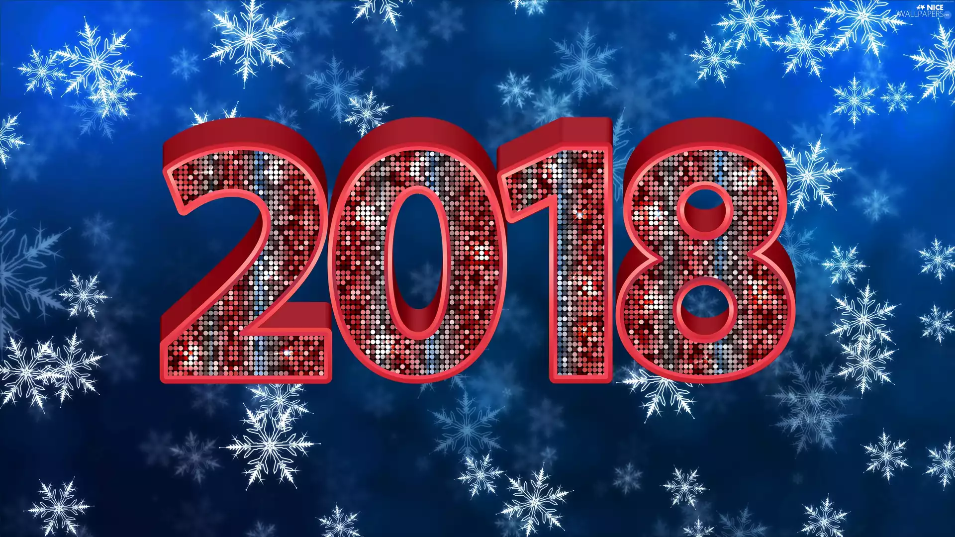 blue background, New Year, 2018