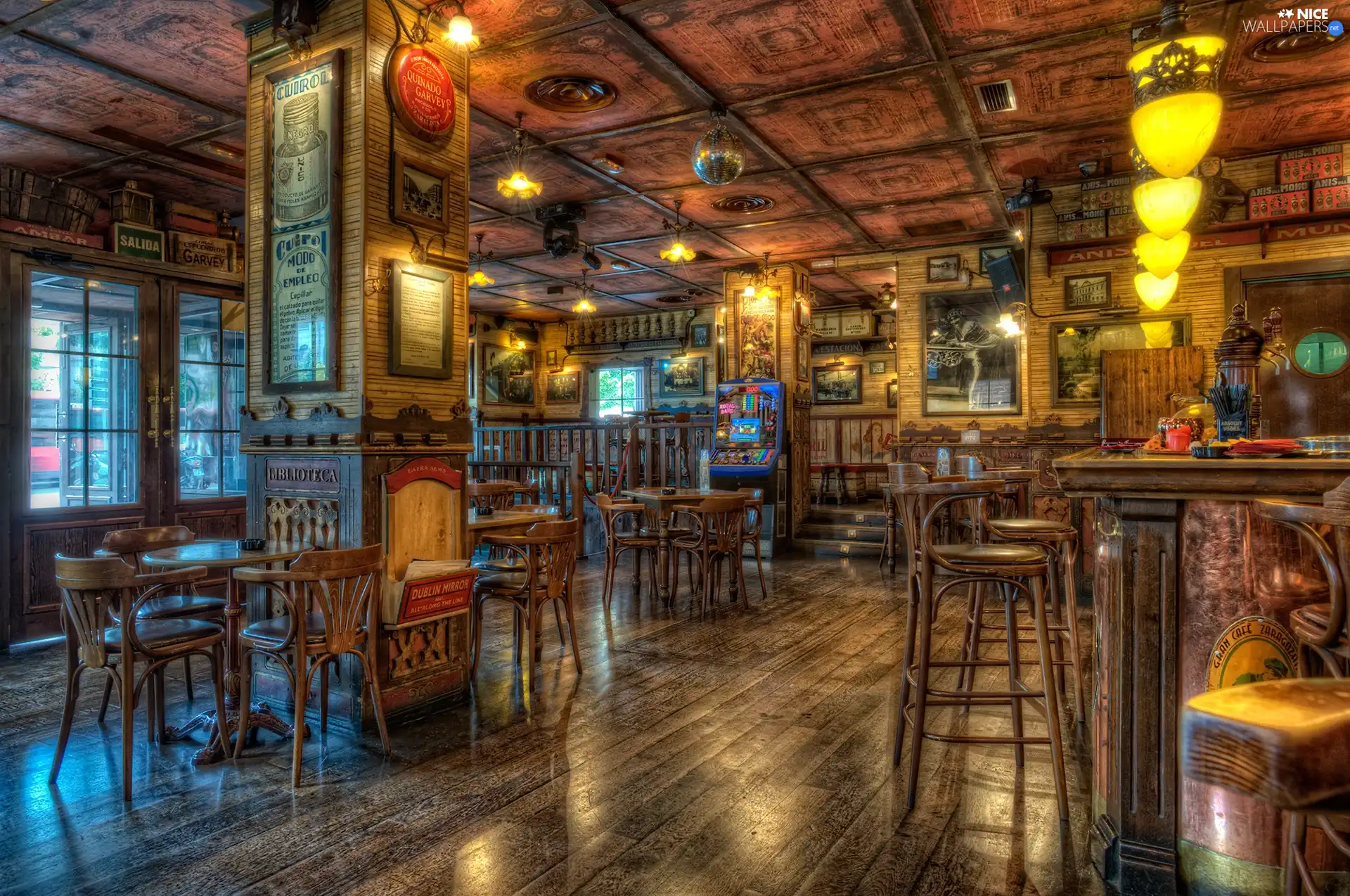 Restaurant, Stool, Bar, Tables