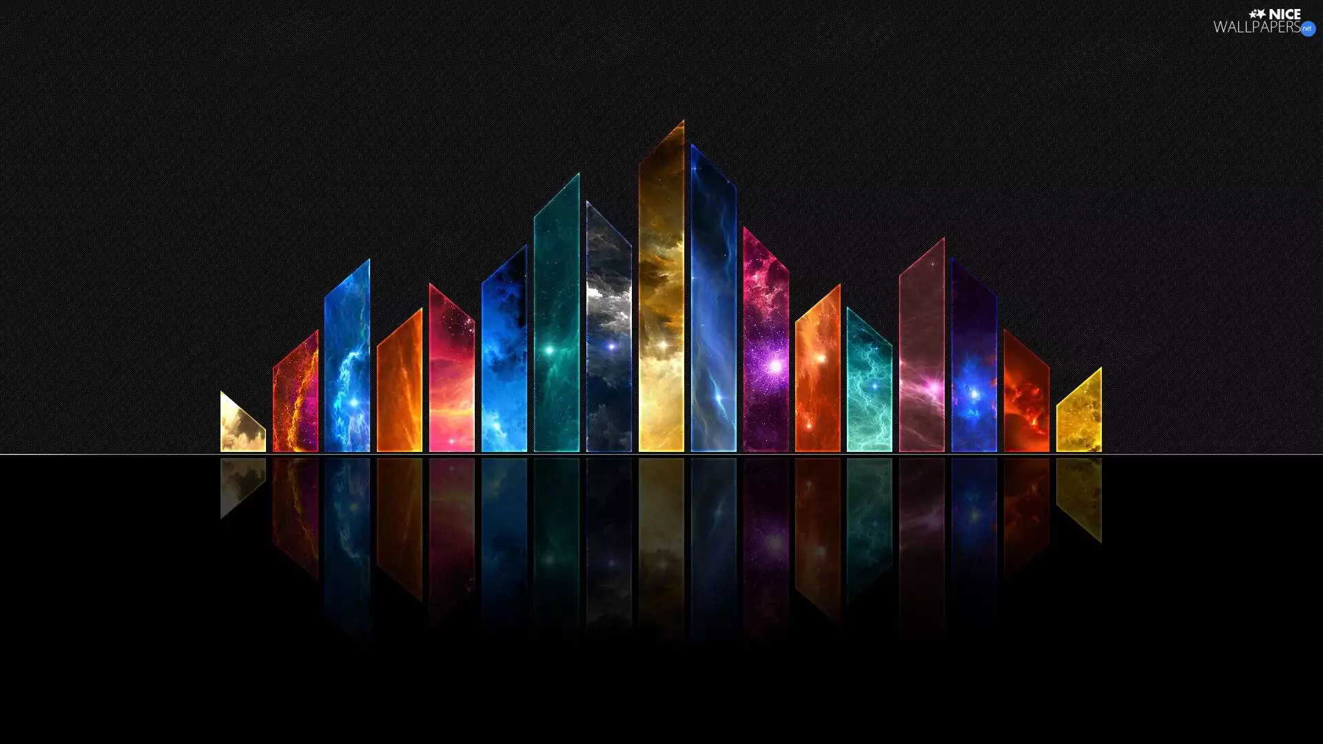 Colored Bars, reflection, graphics, Universe