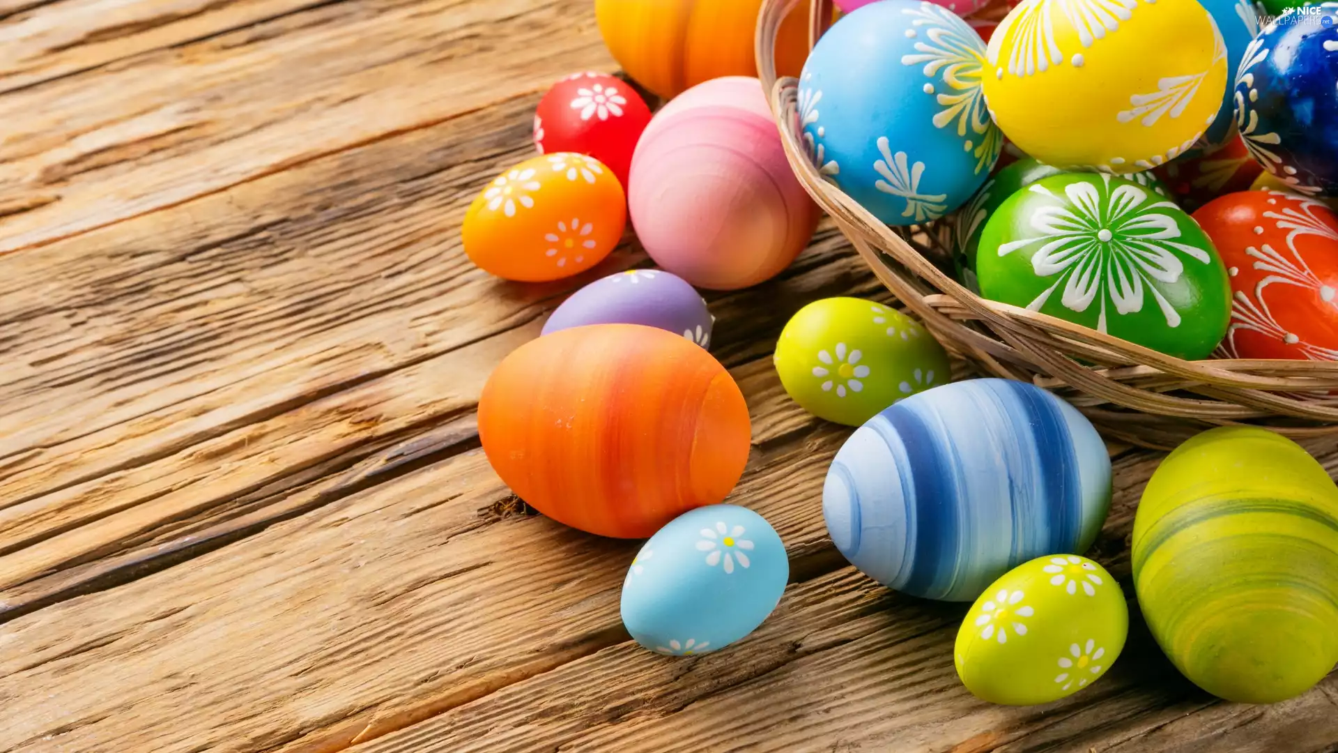 Easter, eggs, boarding, basket