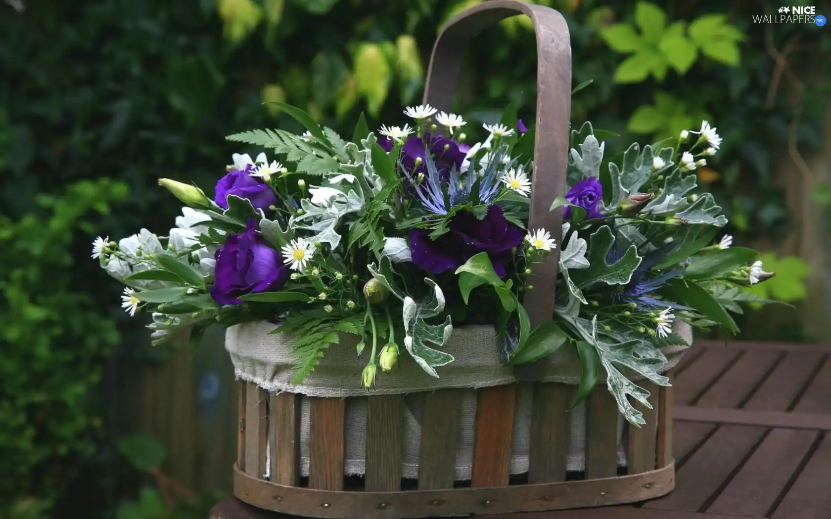 basket, bouquet, flowers