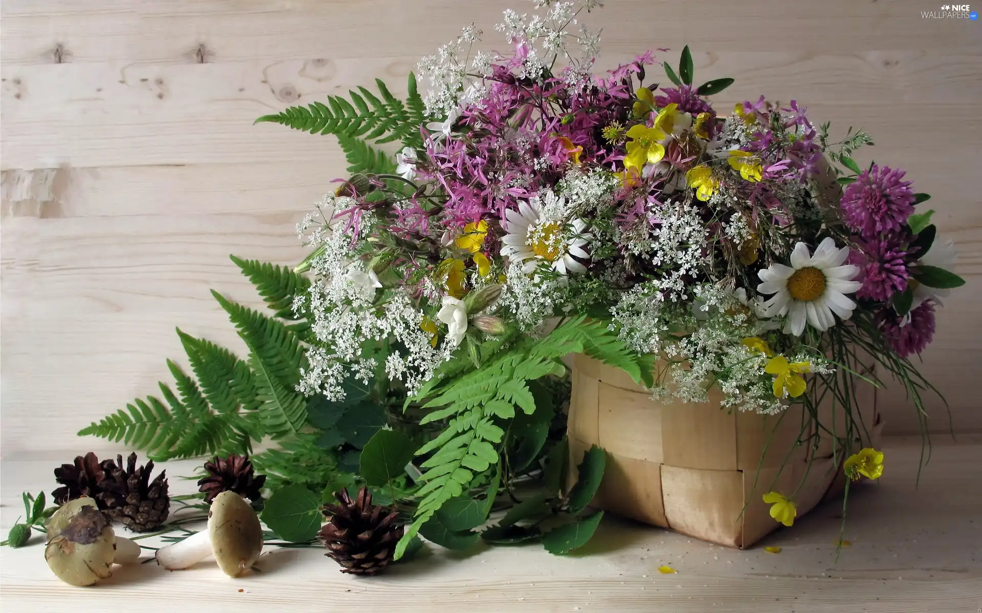 basket, bouquet, flowers