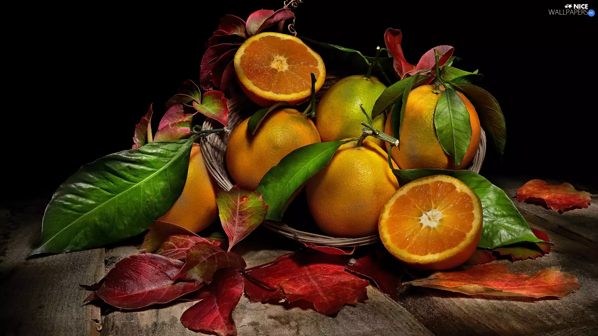 orange, color, Leaf, basket