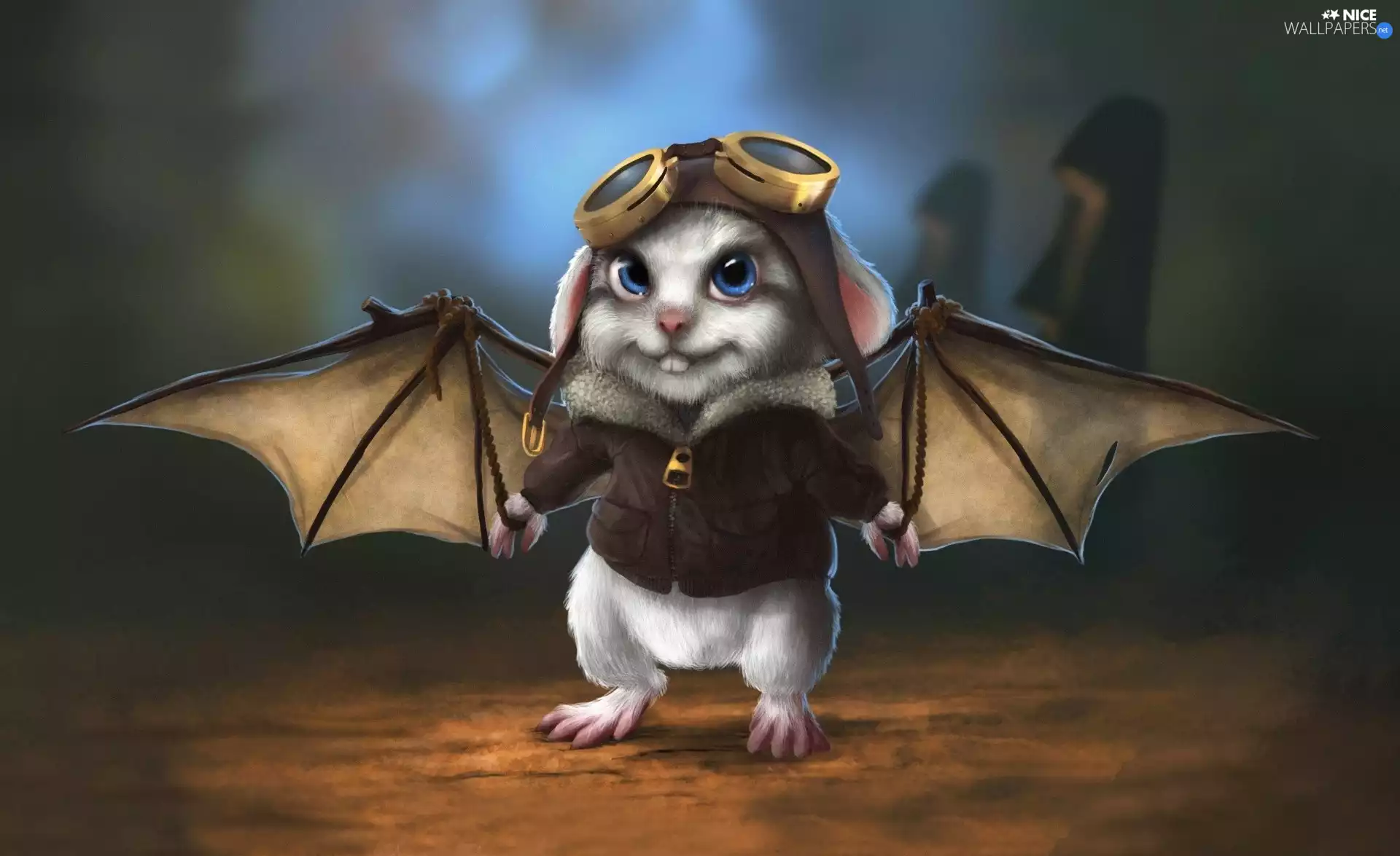 Rabbit, Art, fantasy, bat