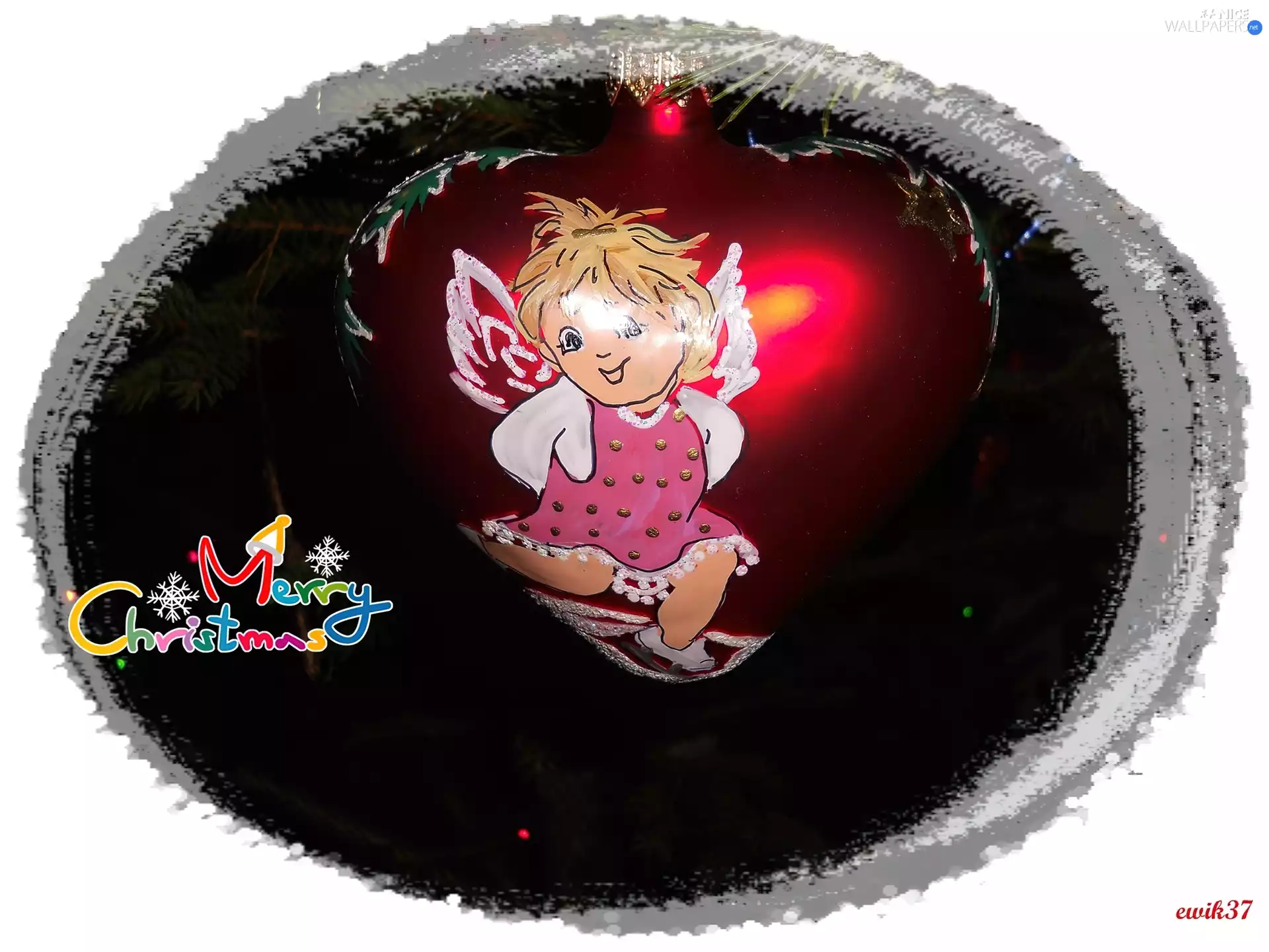 Christmas, angel, text, bauble