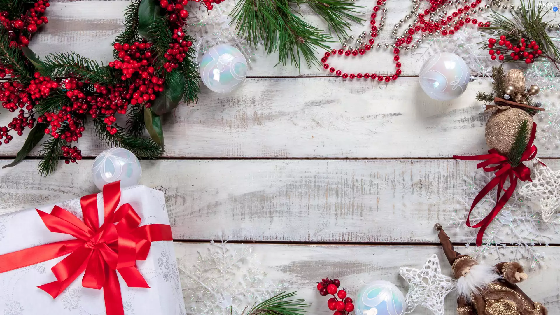 Christmas, Present, composition, baubles