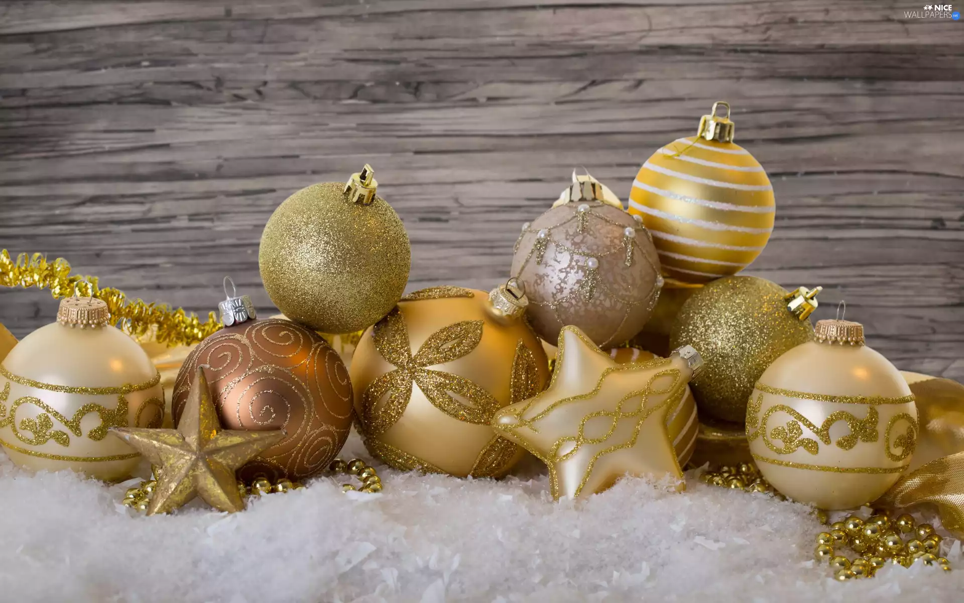 Golden, Stars, Christmas, baubles