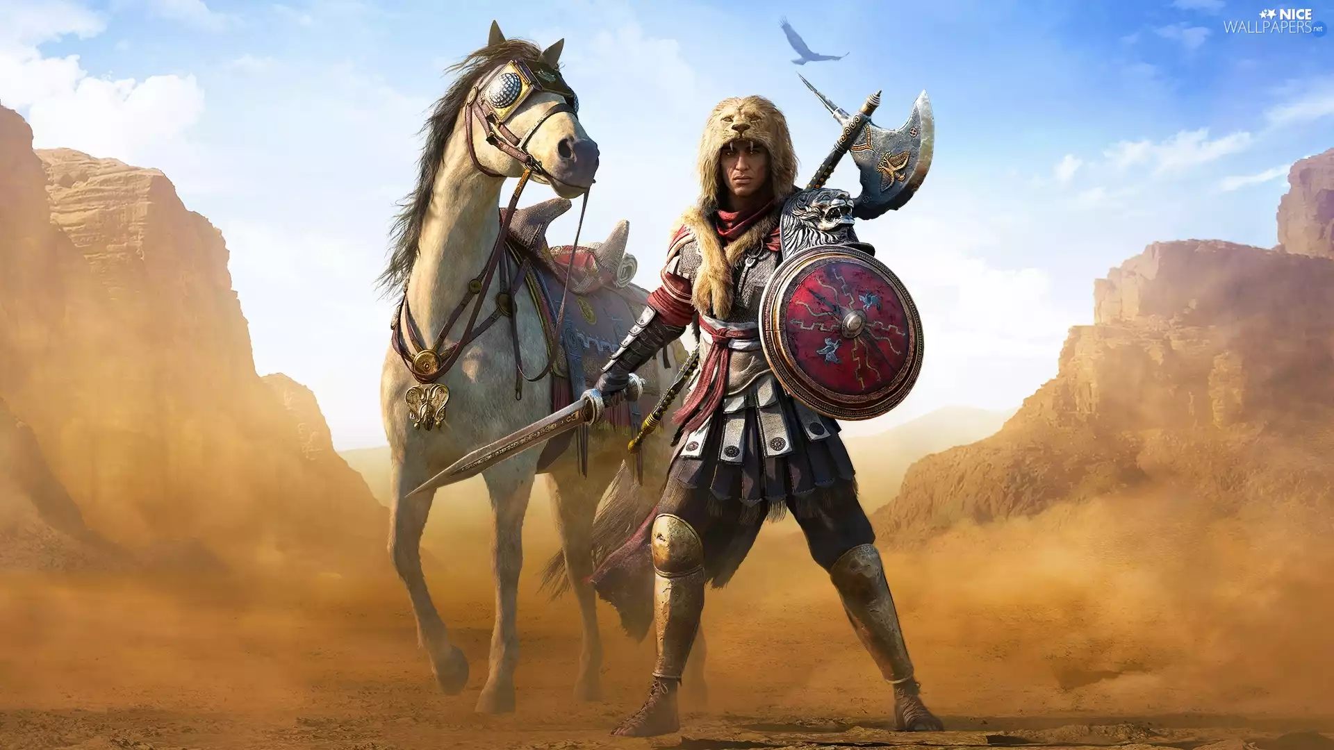 Bayek, Horse, DLC, addition, Assassins Creed Origins Roman Centurion Pack