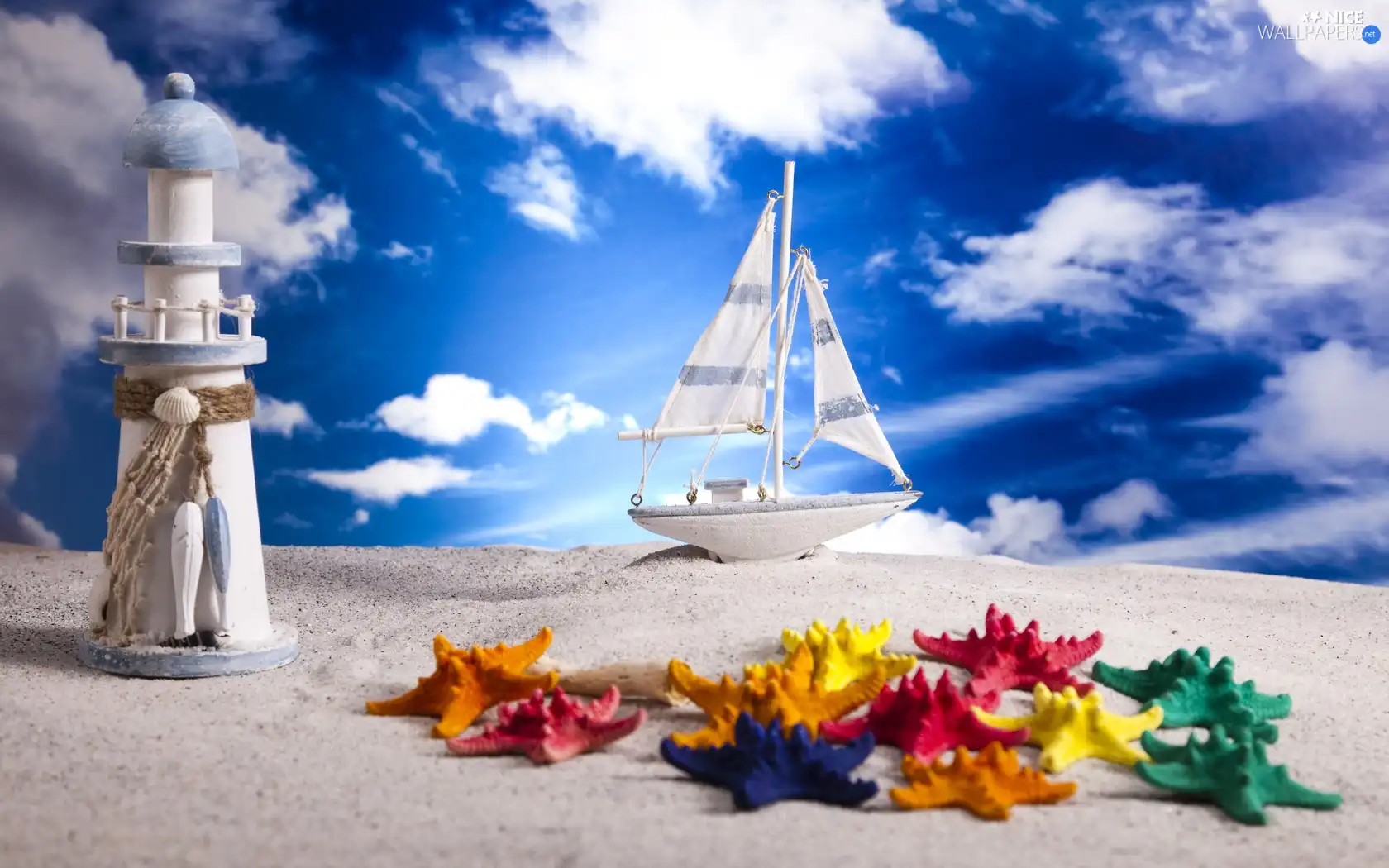 Beaches, Sky, maritime, starfish, Lighthouse, The ship