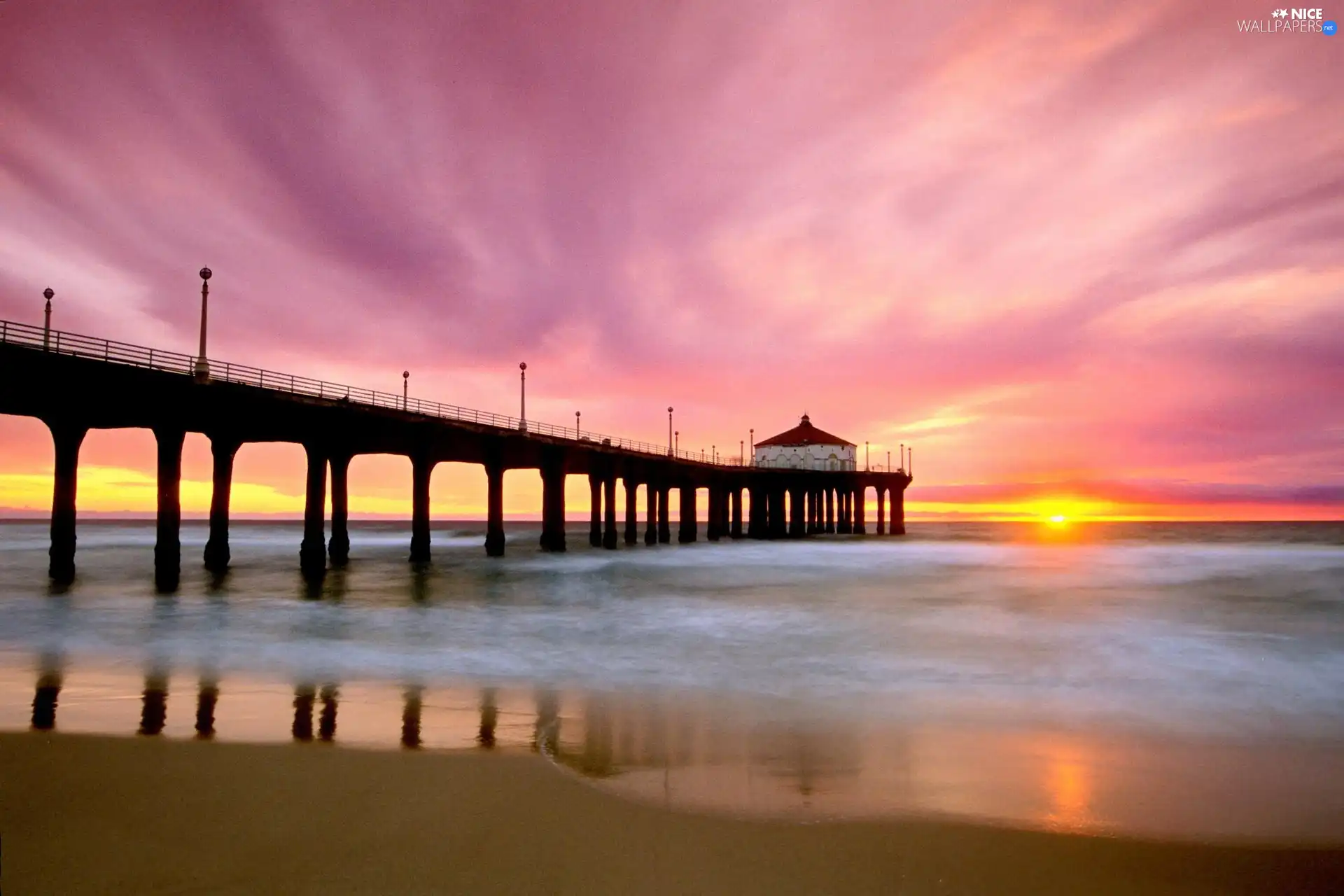 west, pier, Beaches, sun