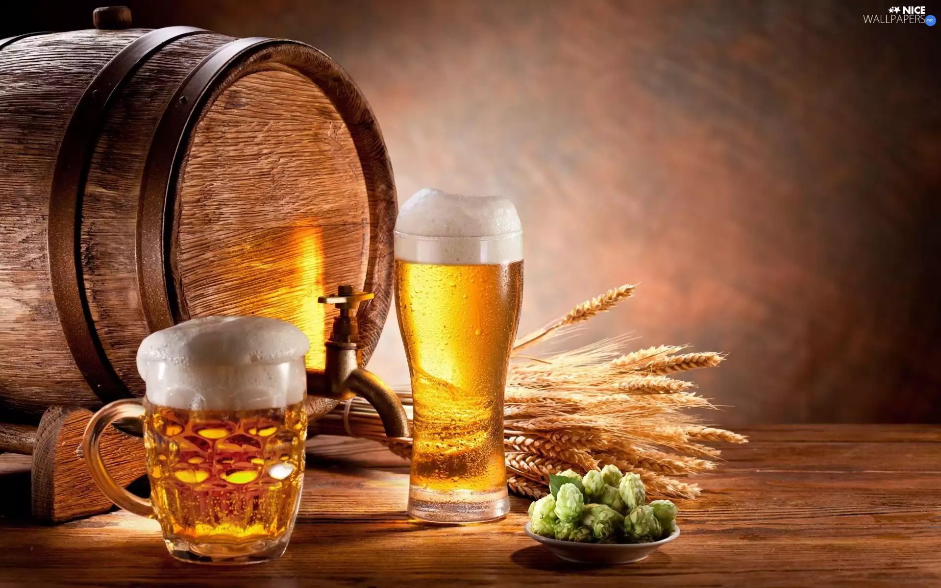 Beer, Glass, barrel