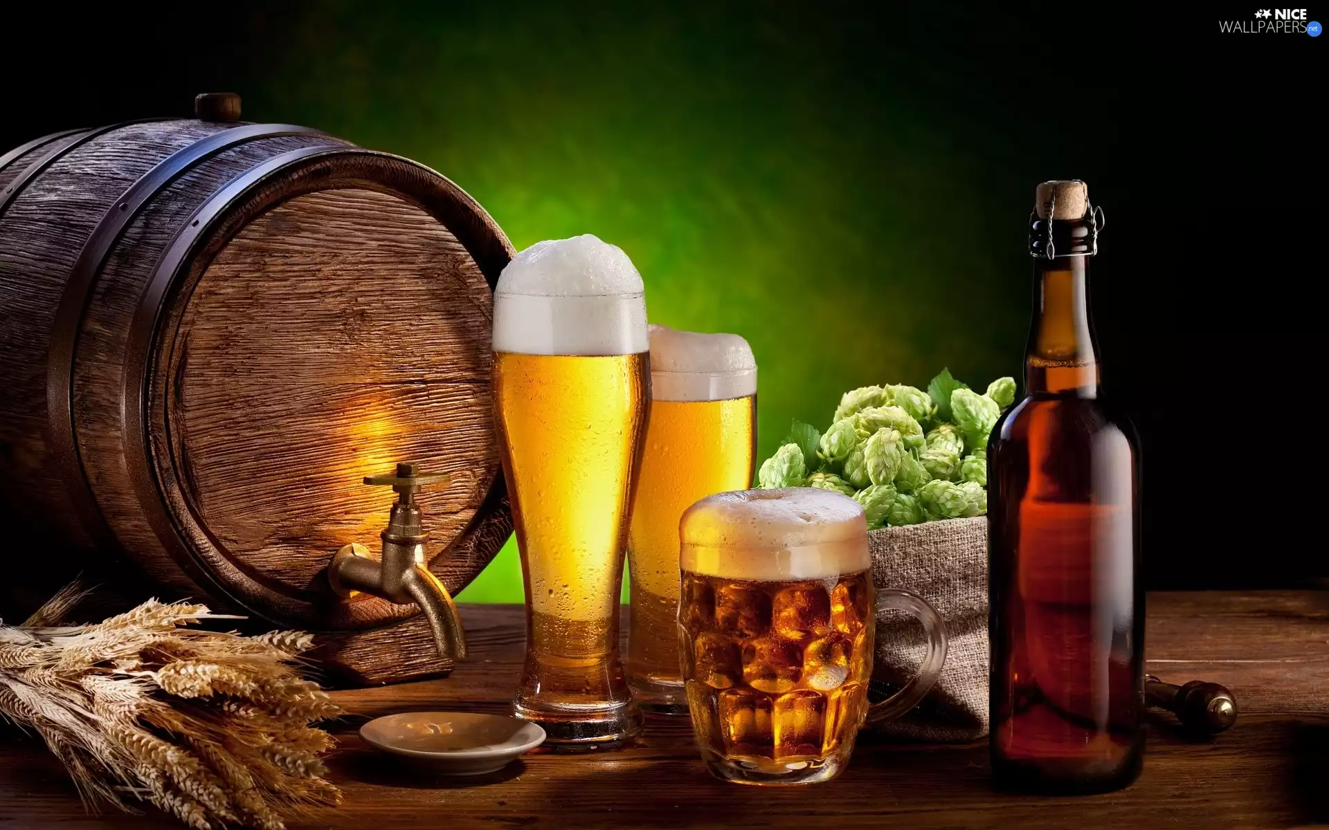 barrel, Mugs, hop, Beer