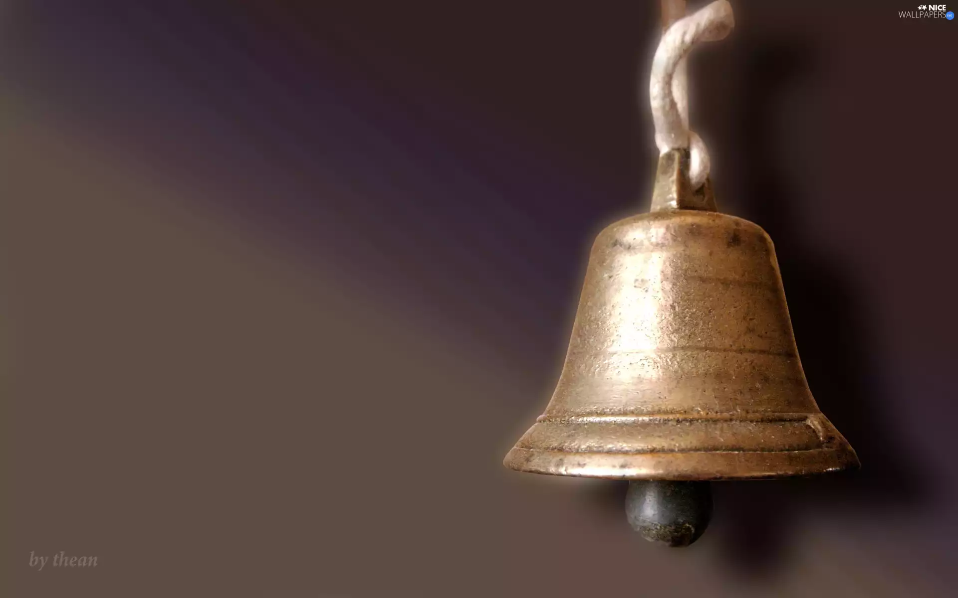 Golden, bell, manually, forged, copper