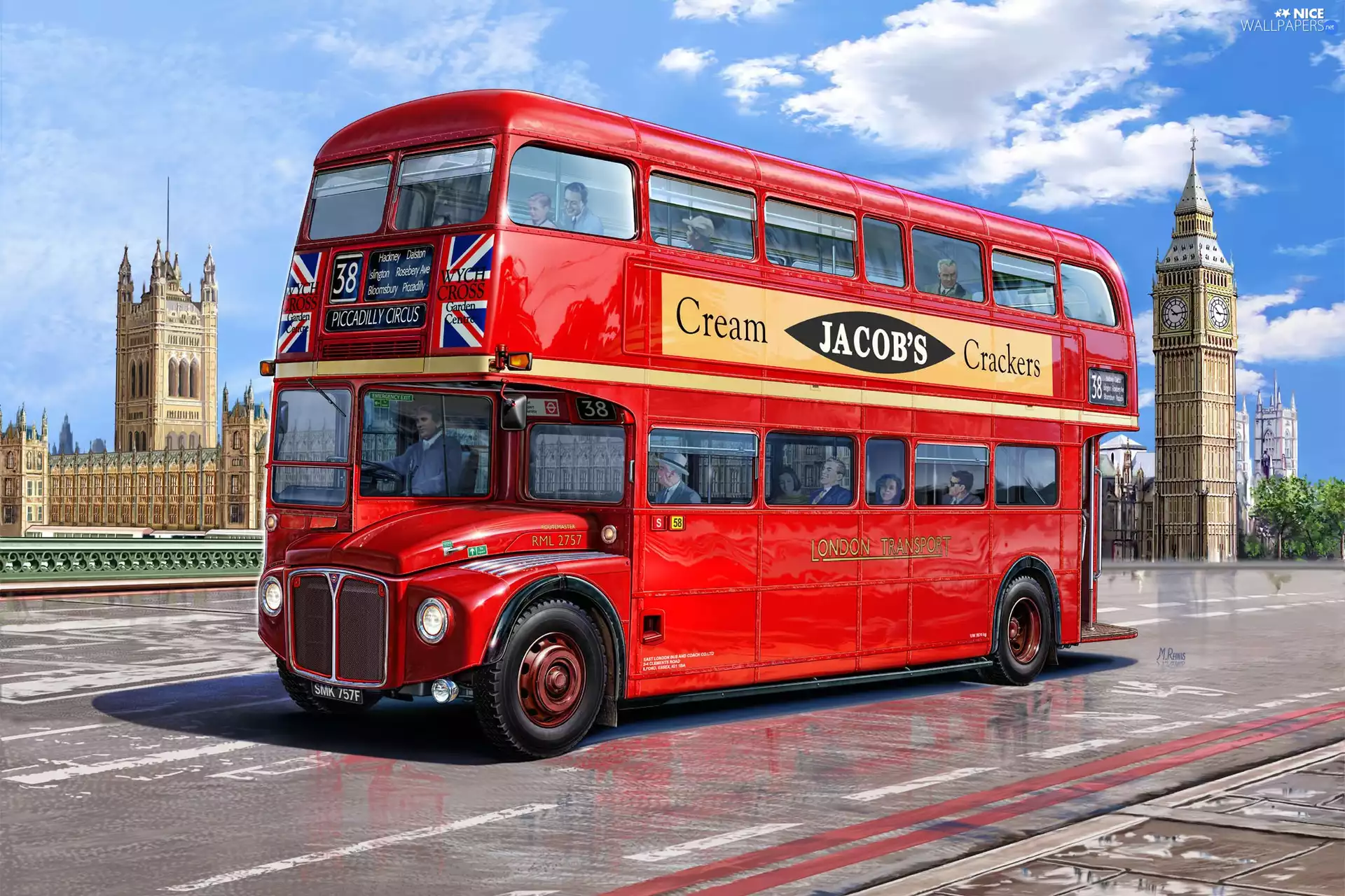 bus, Big Ben, London, bridge