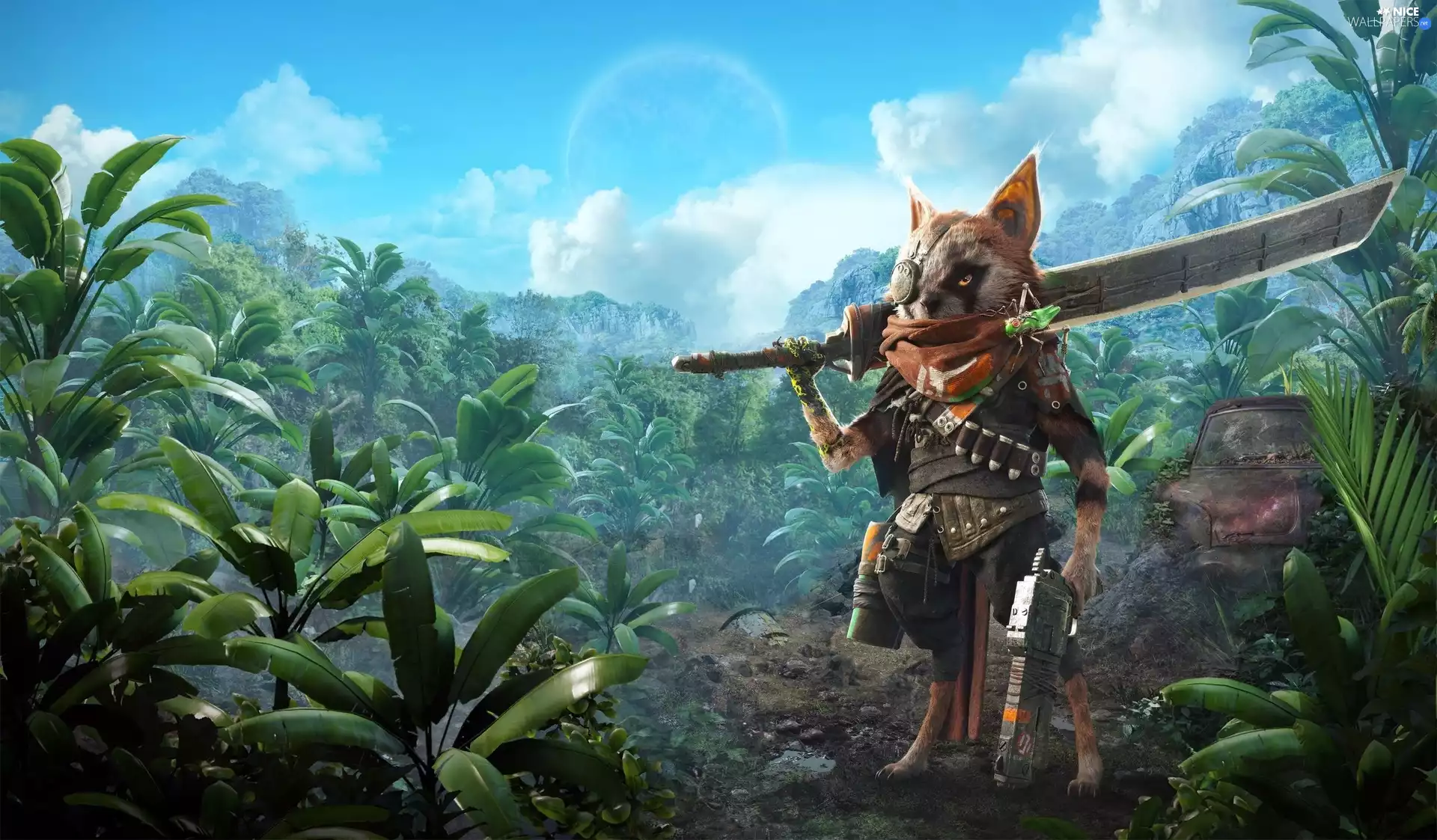 game, cat, sword, Biomutant