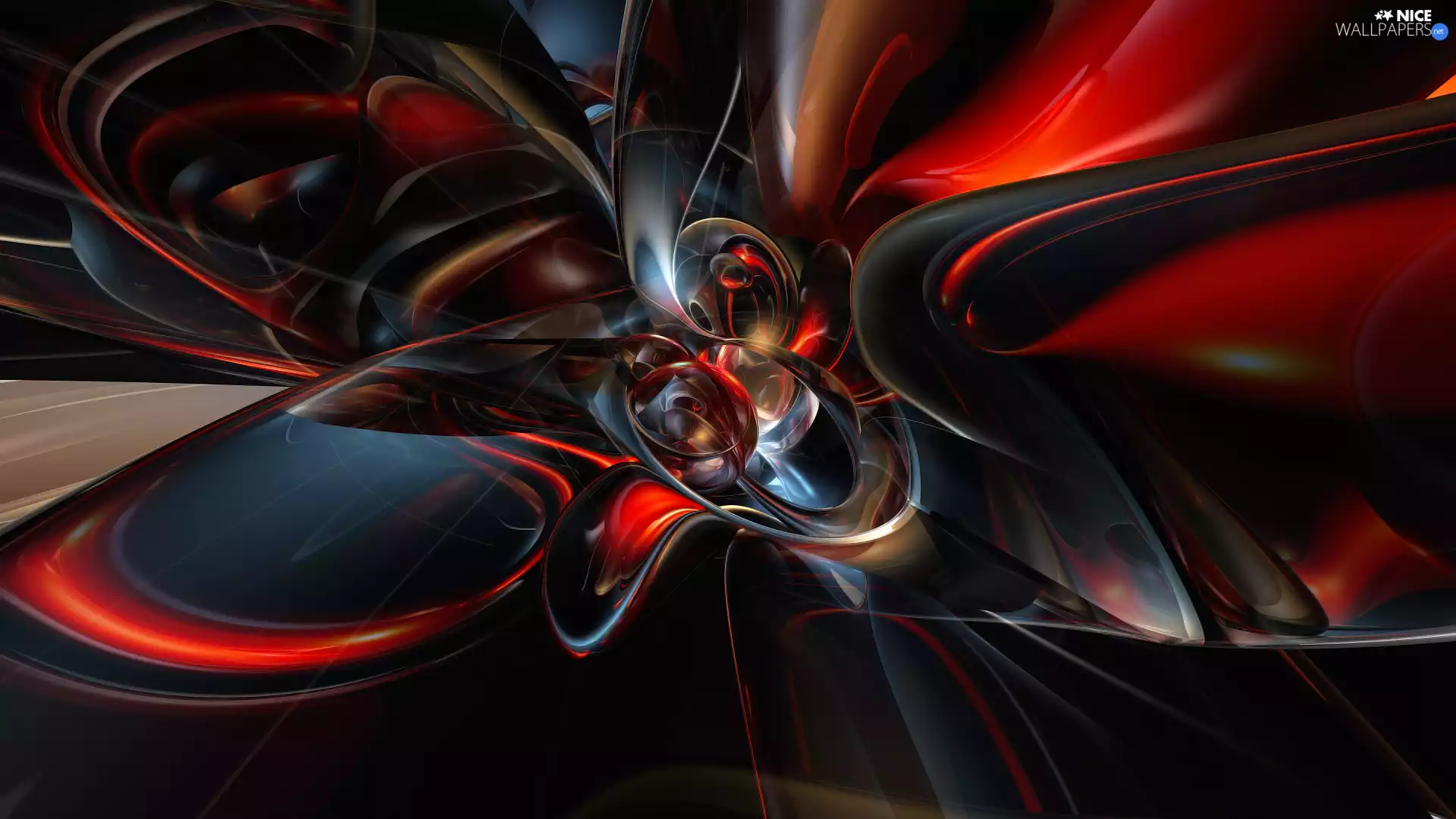 Red-black, 3D Graphics, abstraction