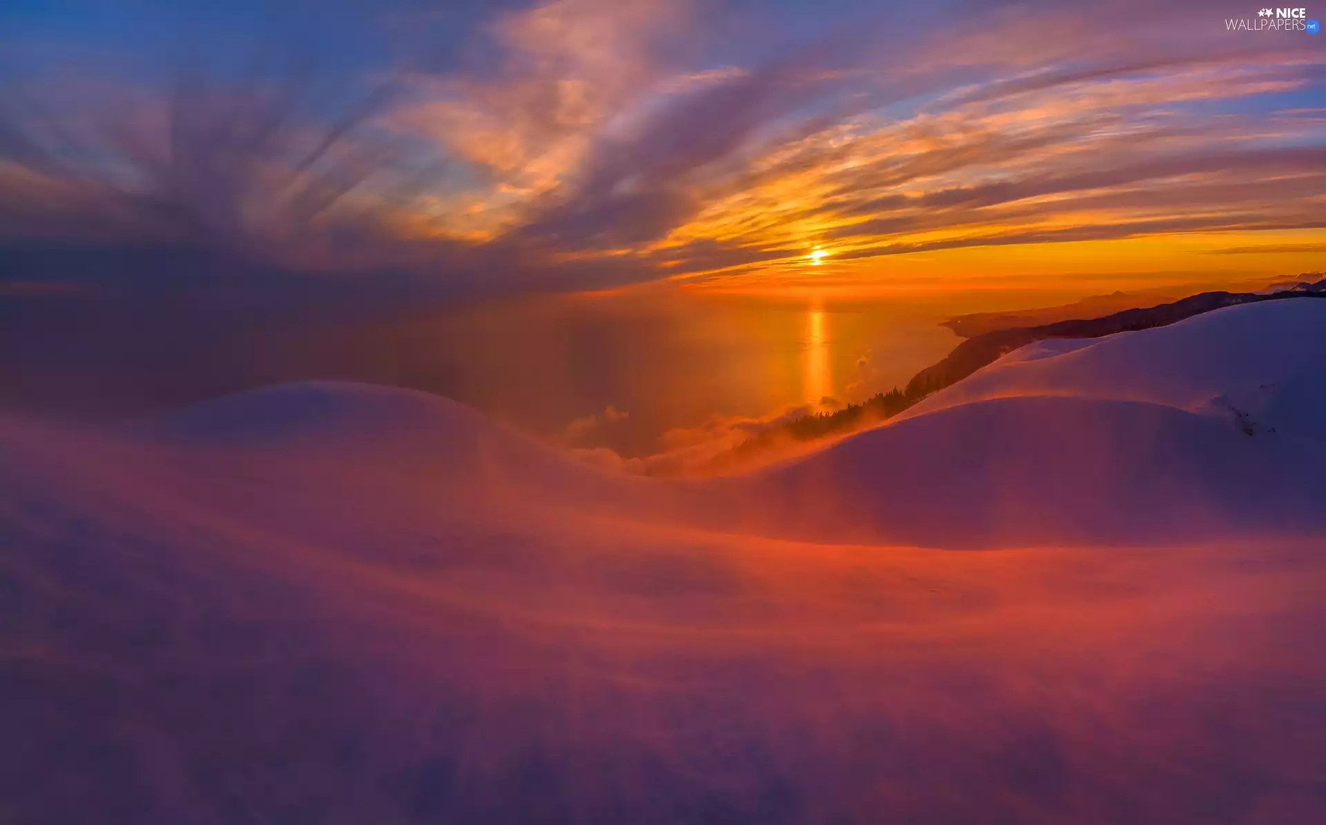 Black Sea, Georgia, Blizzard, winter, Great Sunsets, Coast of Abkhazia
