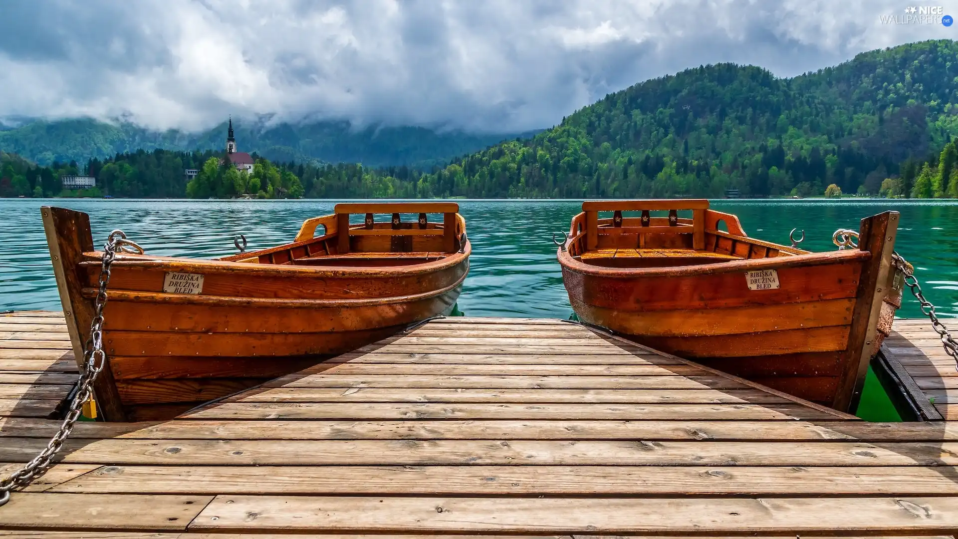 Platform, boats, Lake Bled, Harbour, Slovenia